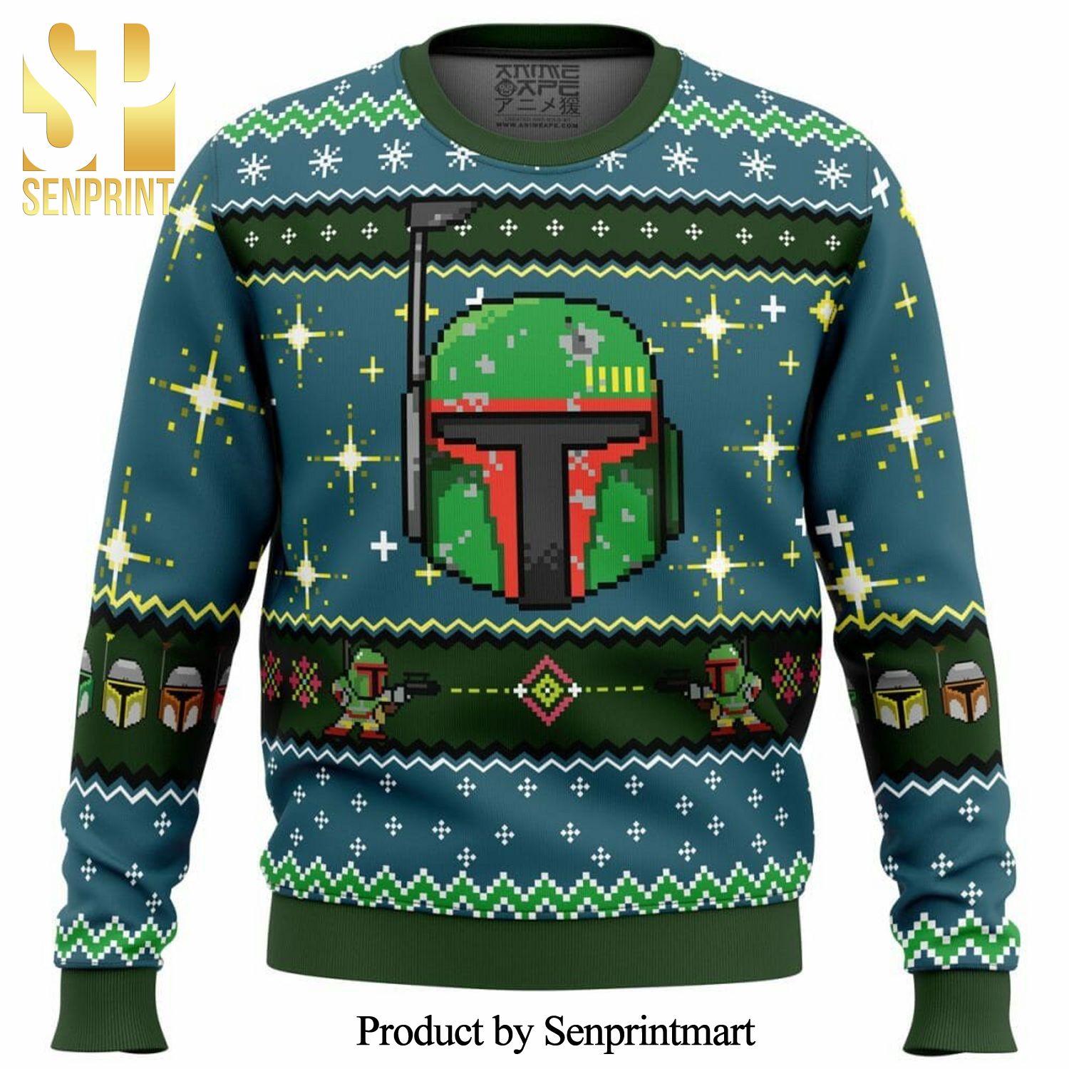 Boba Fett Star Wars Shining Stars Knitted Ugly Christmas Sweater
