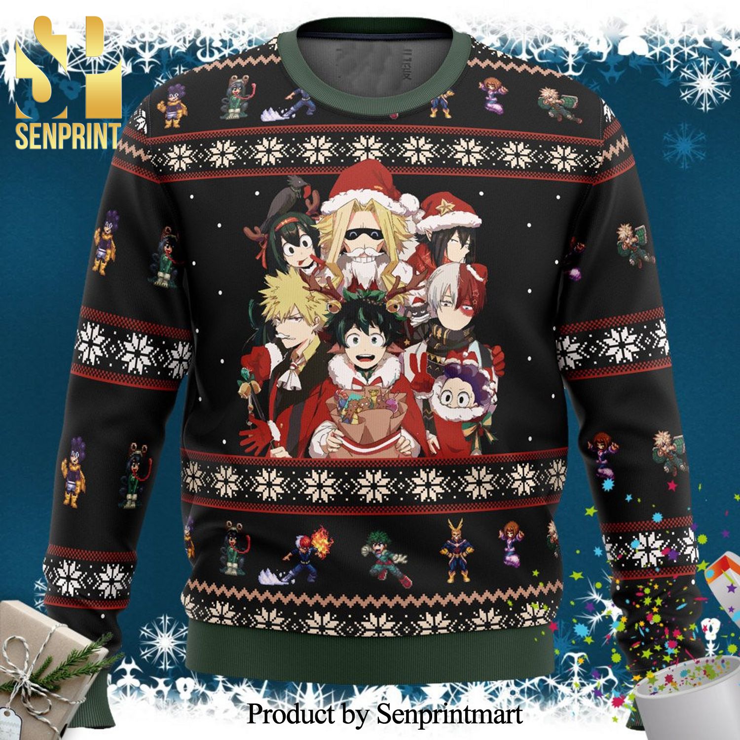 Boku No Holiday My Hero Academia Knitted Ugly Christmas Sweater
