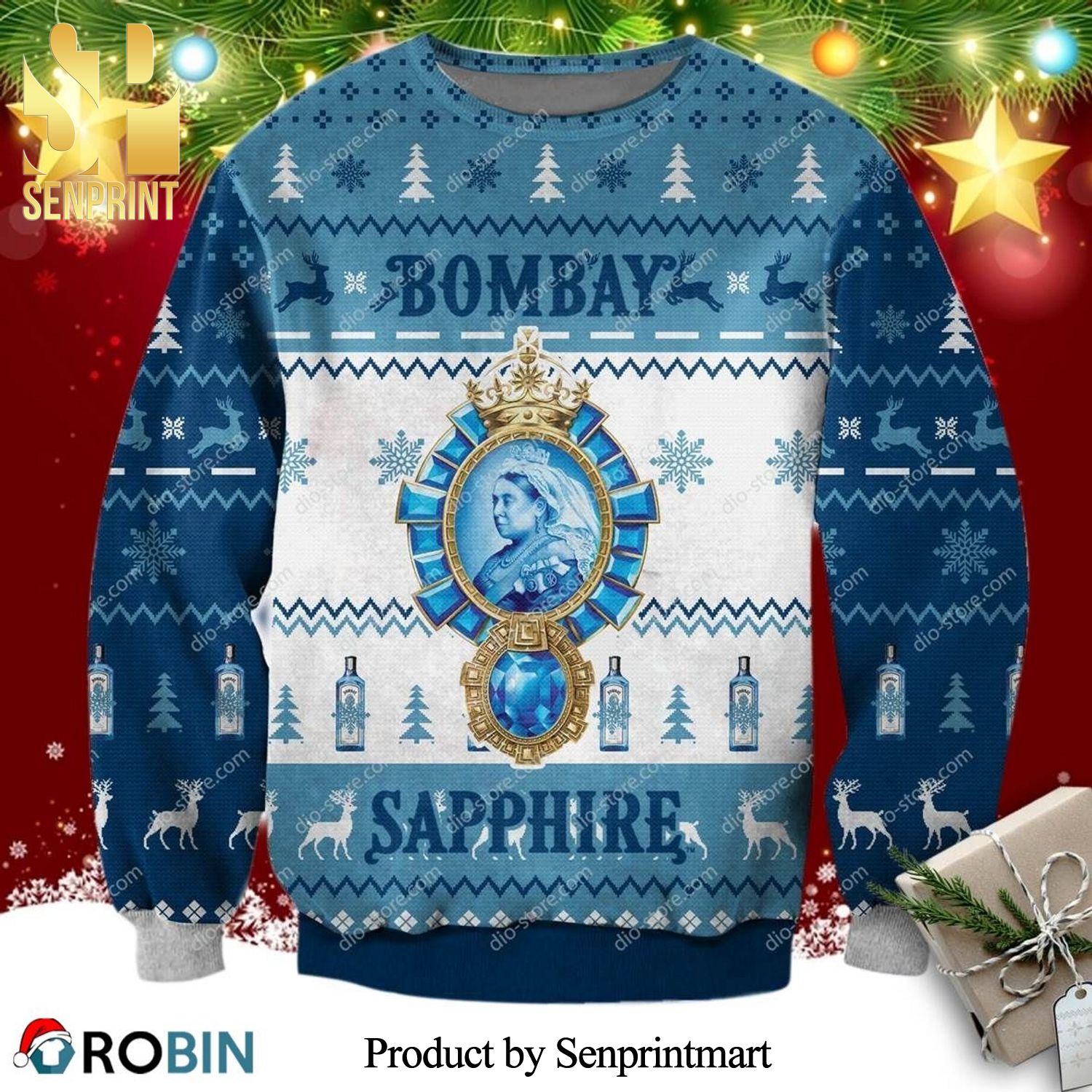 Bombay Sapphire Knitted Ugly Christmas Sweater