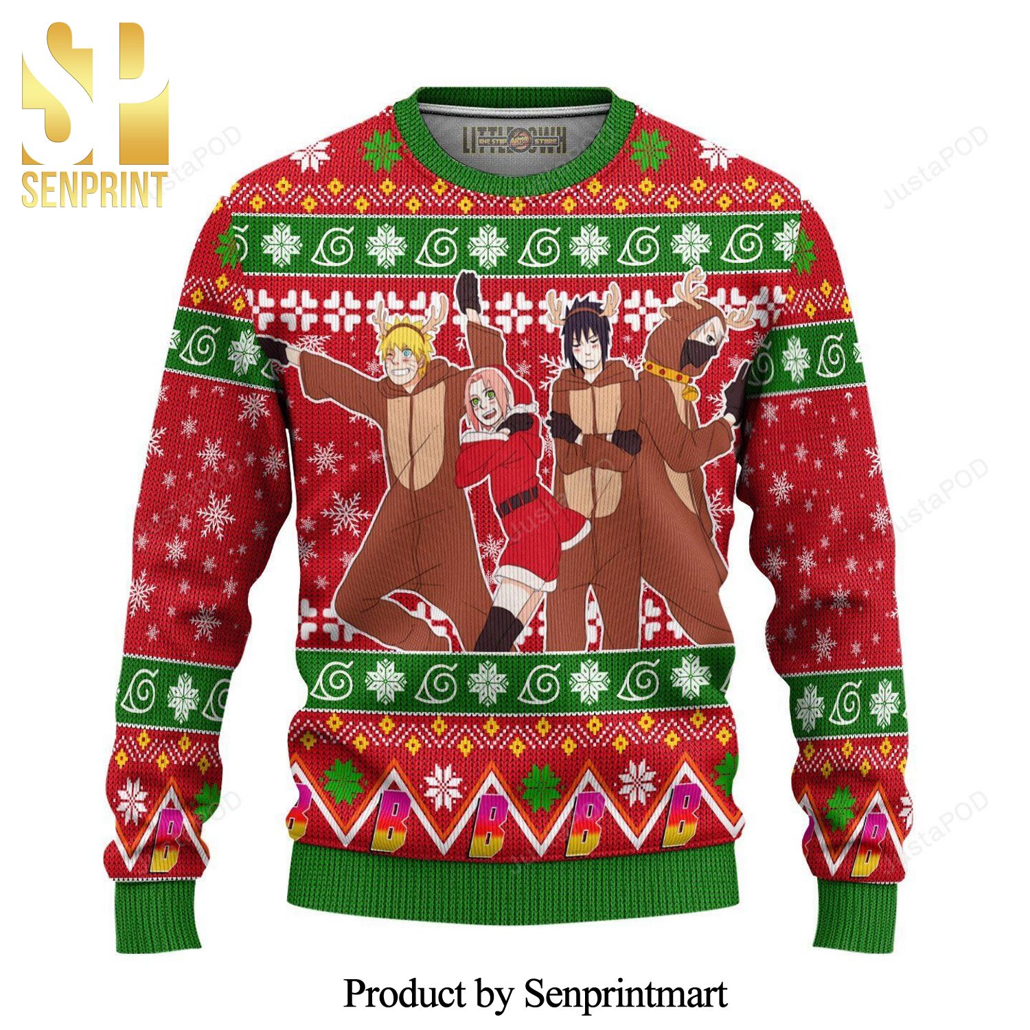Boruto Characters Anime Knitted Ugly Christmas Sweater