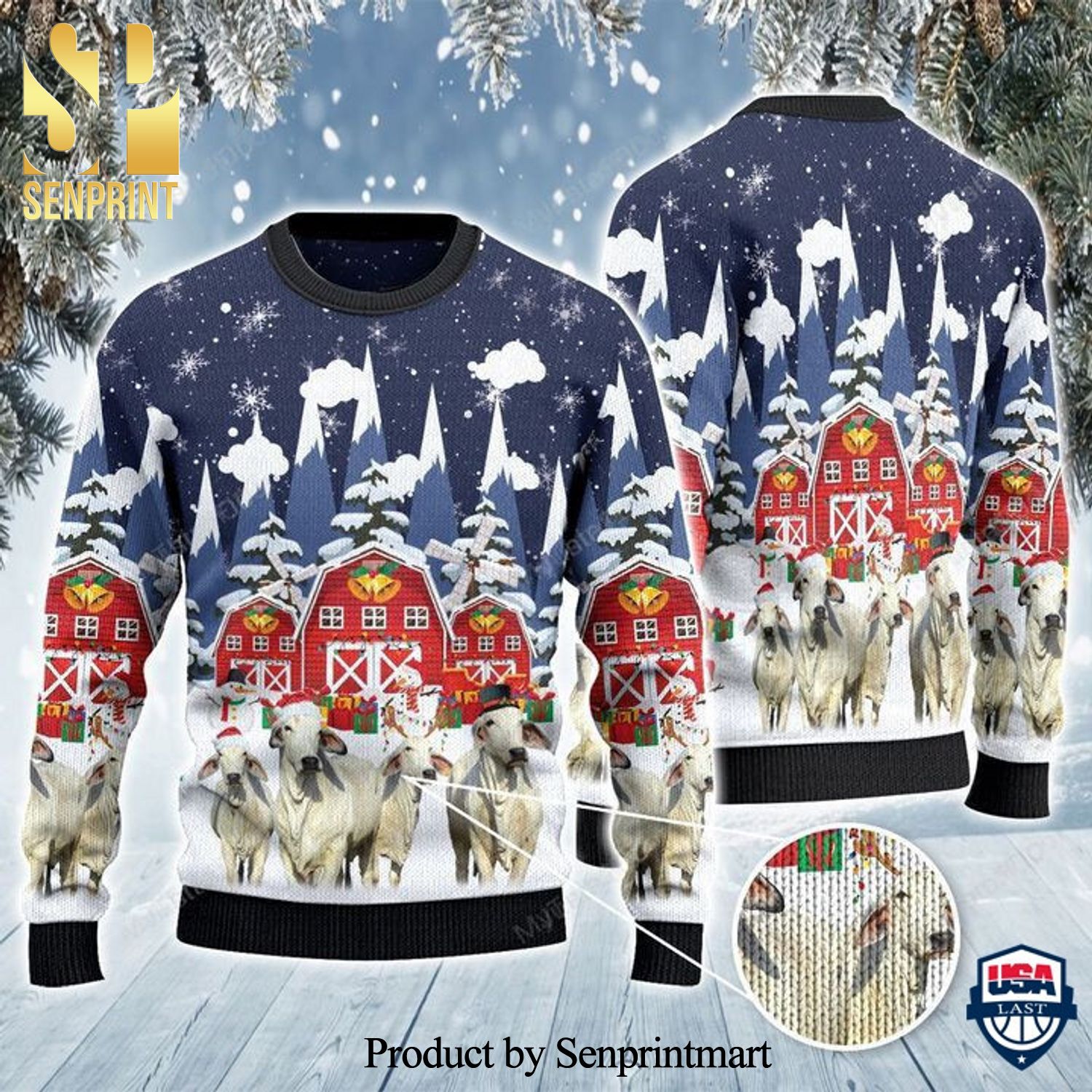Brahman Cattle Knitted Ugly Christmas Sweater