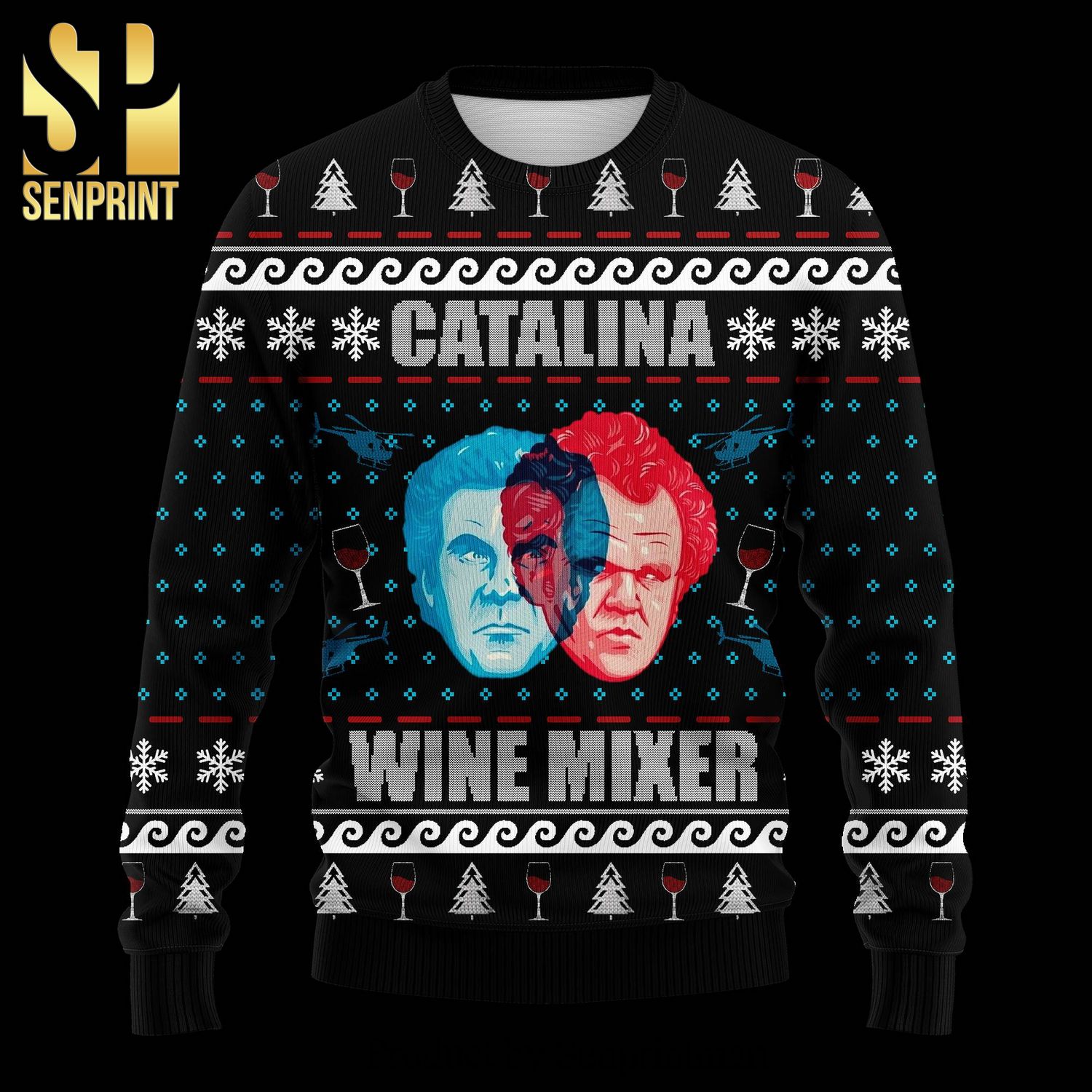 Brennan Huff Dale Doback Step Brothers Catalina Wine Mixer Knitted Ugly Christmas Sweater