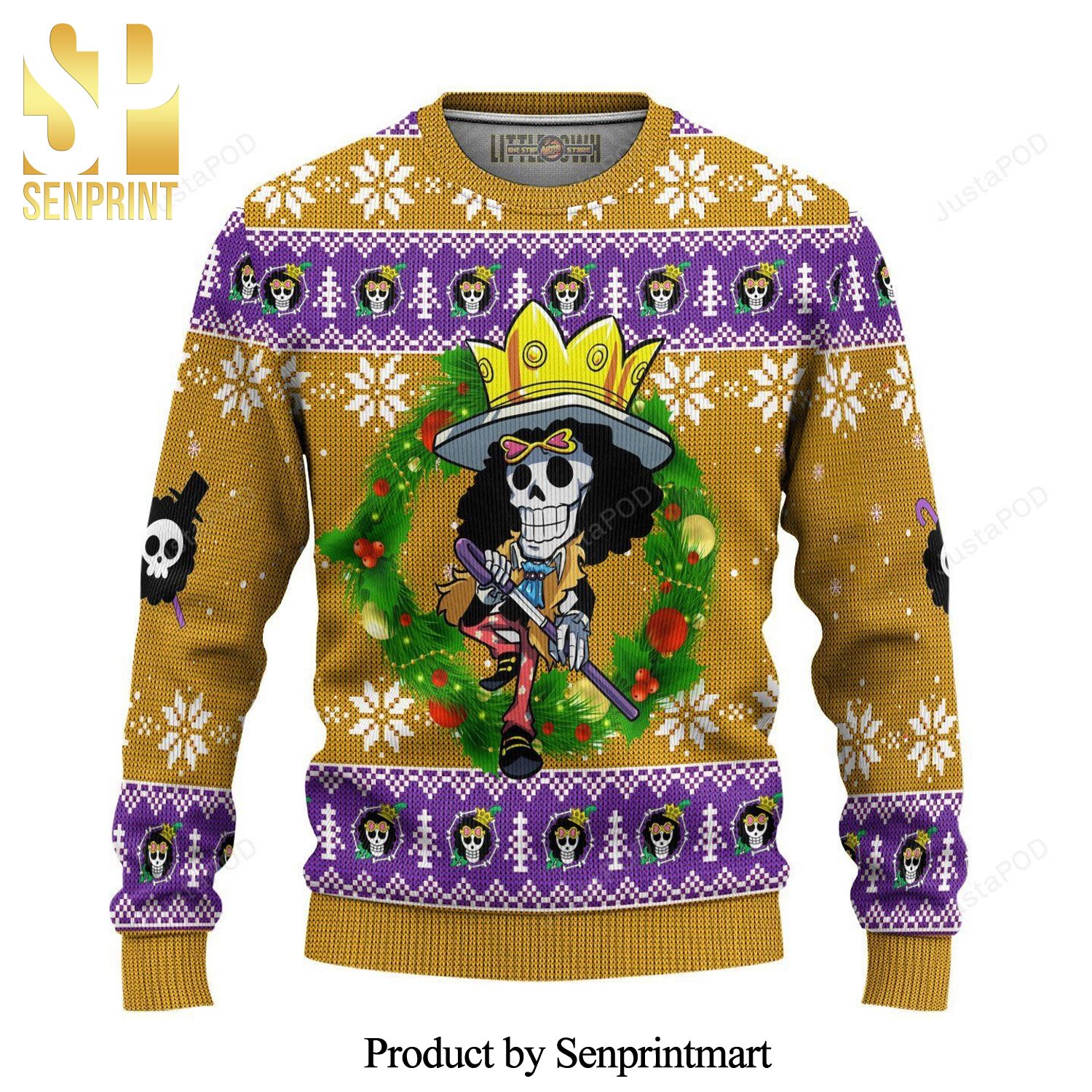 Brook One Piece Manga Anime Knitted Ugly Christmas Sweater
