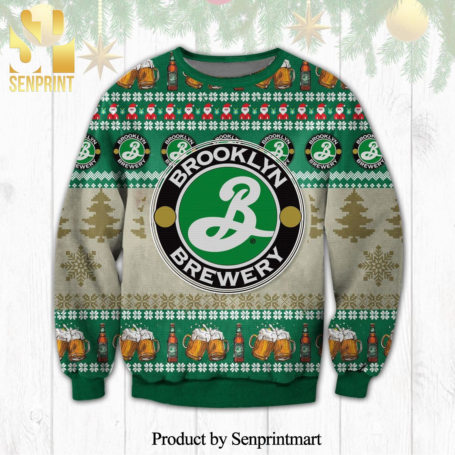 Brooklyn Brewery Logo Knitted Ugly Christmas Sweater