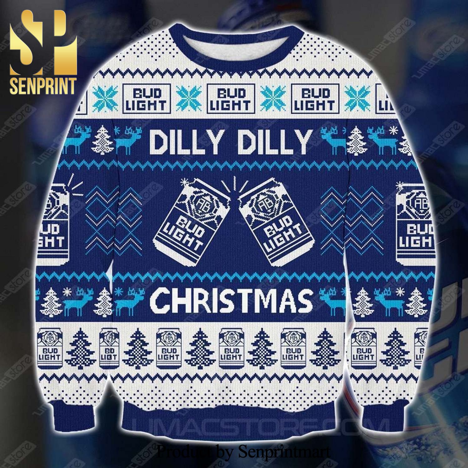 Bud Light Beer Dilly Dilly Knitted Ugly Christmas Sweater