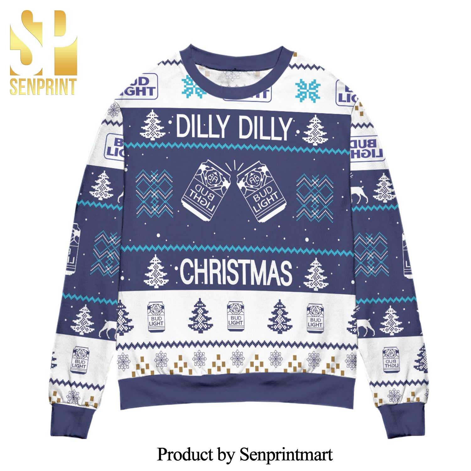 Bud Light Dilly Dilly Christmas Knitted Ugly Christmas Sweater