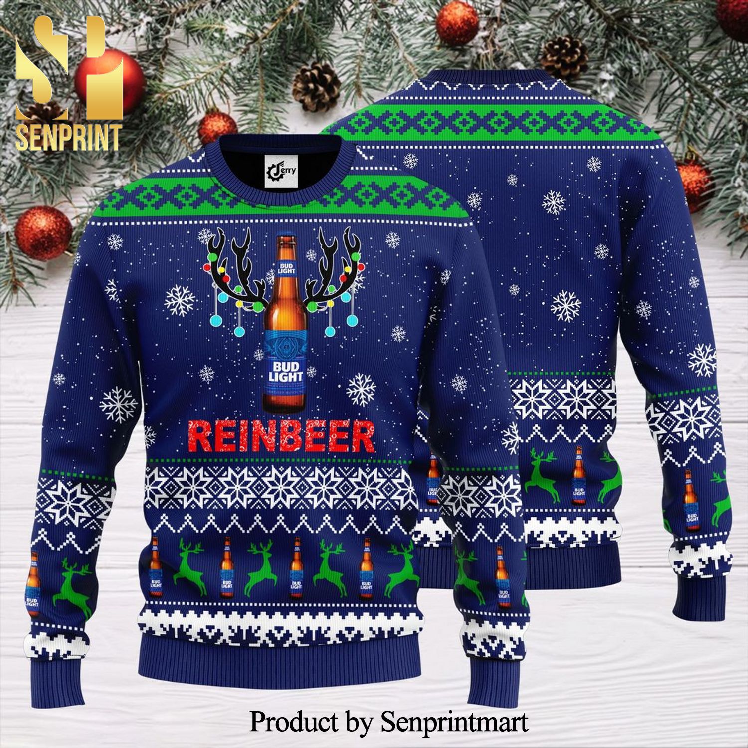 Bud Light Reinbeer Knitted Ugly Christmas Sweater