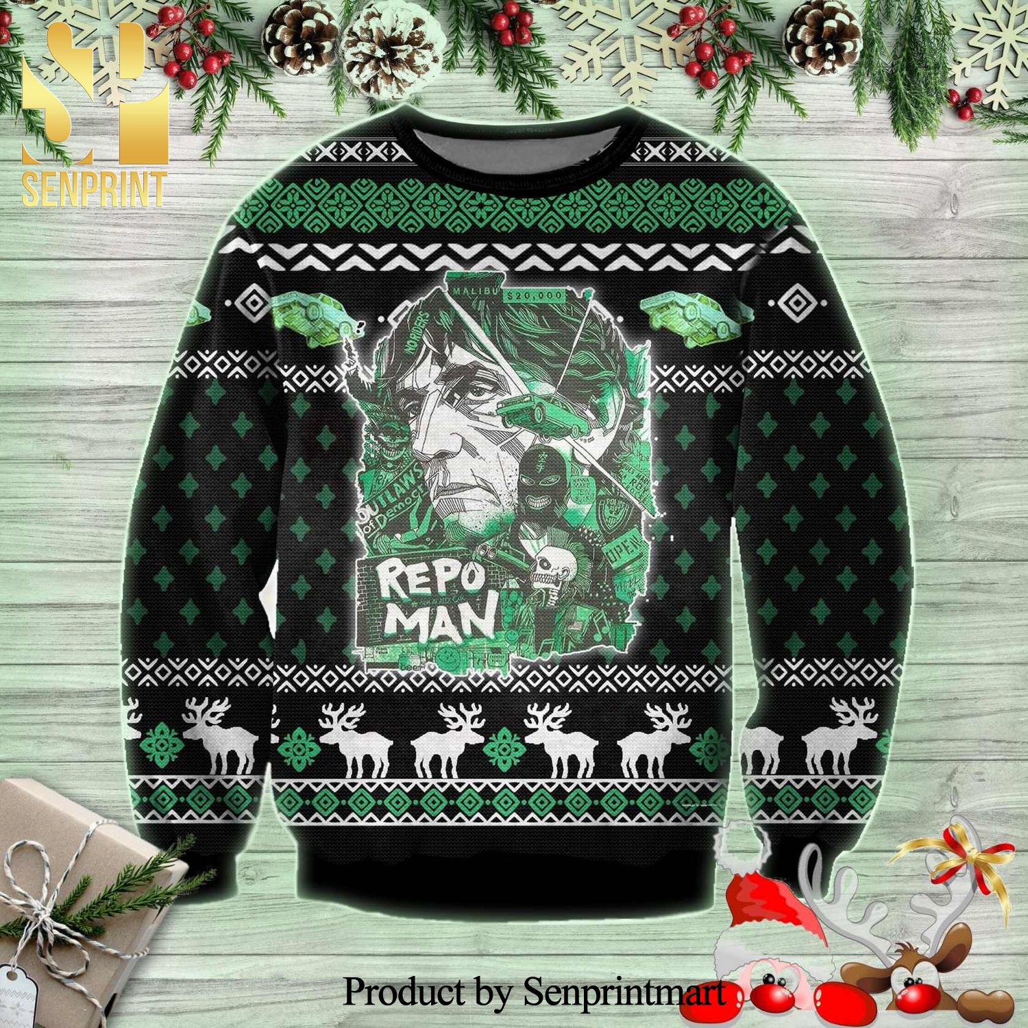 Bud Repo Man Comedy Knitted Ugly Christmas Sweater