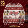 Budweiser Merry Xmas Reindeer And Snowflake Pattern Knitted Ugly Christmas Sweater