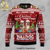 Bulldog Ho Ho Ho Knitted Ugly Christmas Sweater