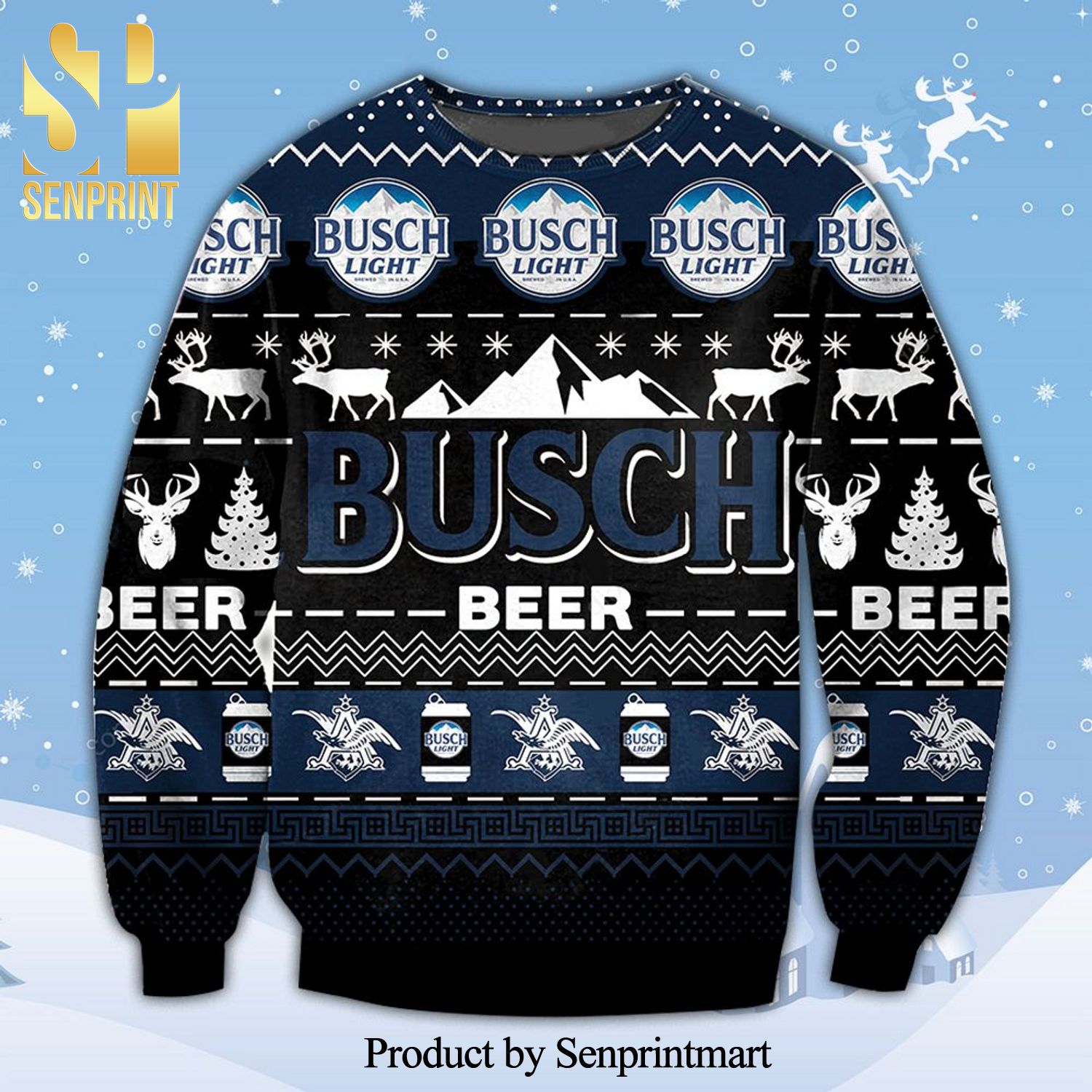 Busch Beer Busch Light Knitted Ugly Christmas Sweater