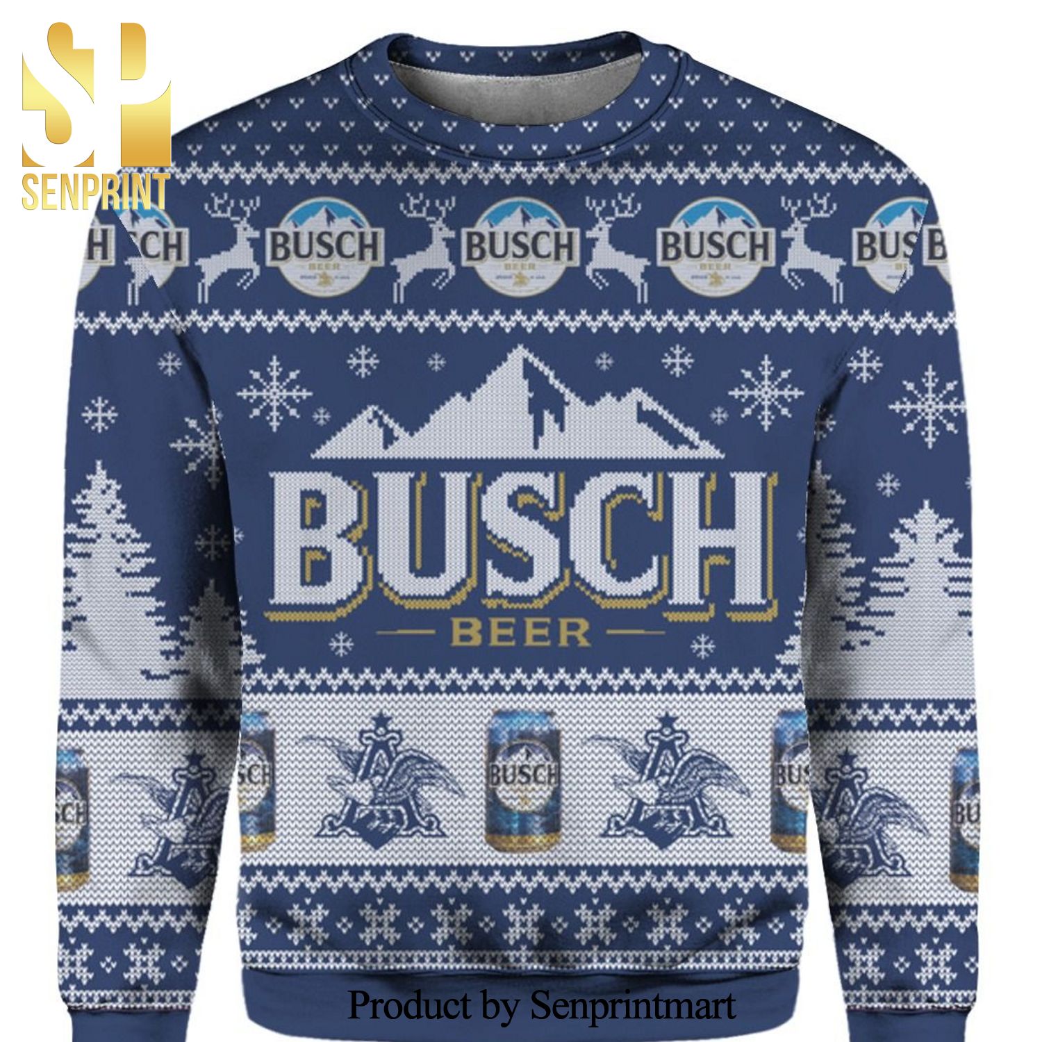 Busch Beer Knitted Ugly Christmas Sweater