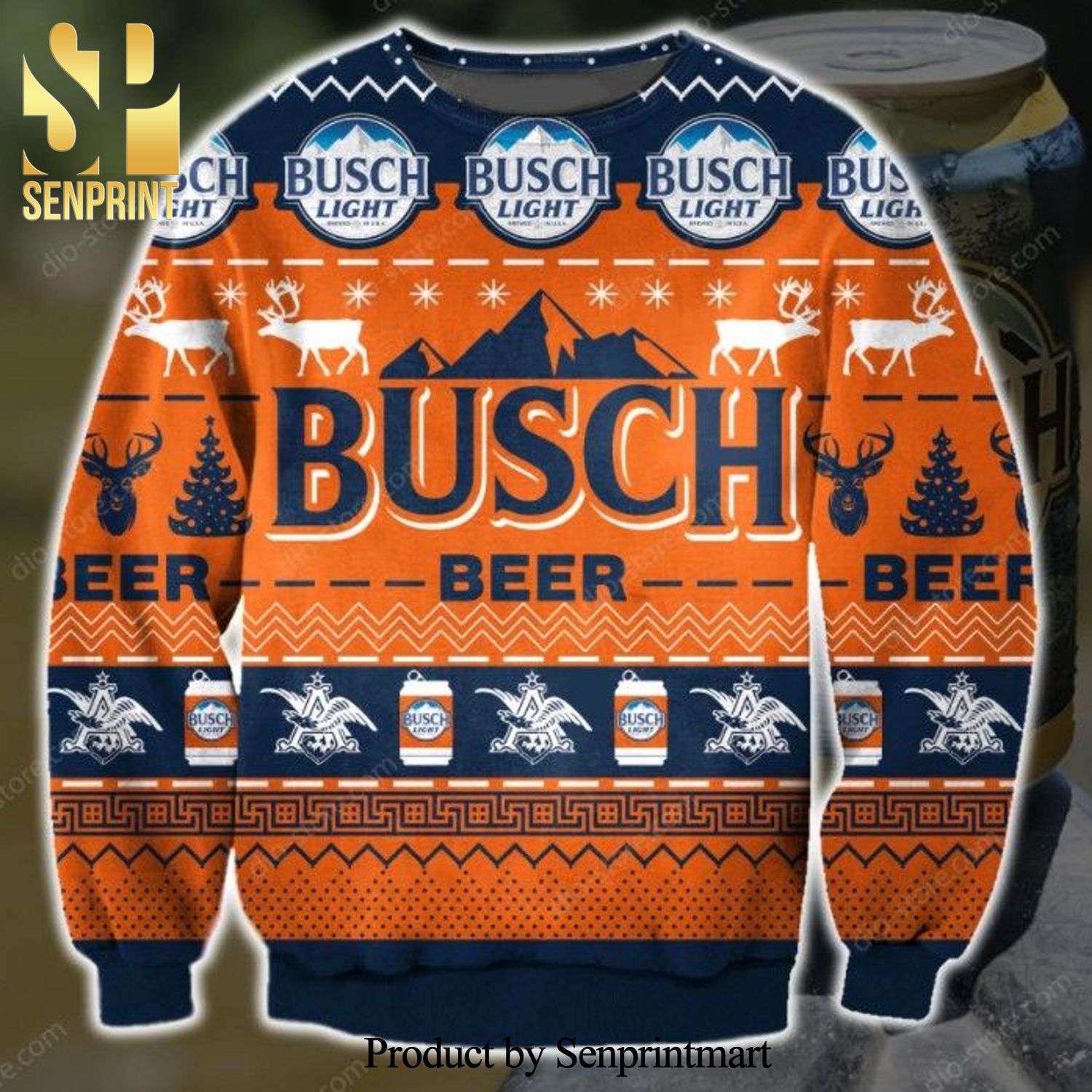 Busch Light Beer Knitted Ugly Christmas Sweater