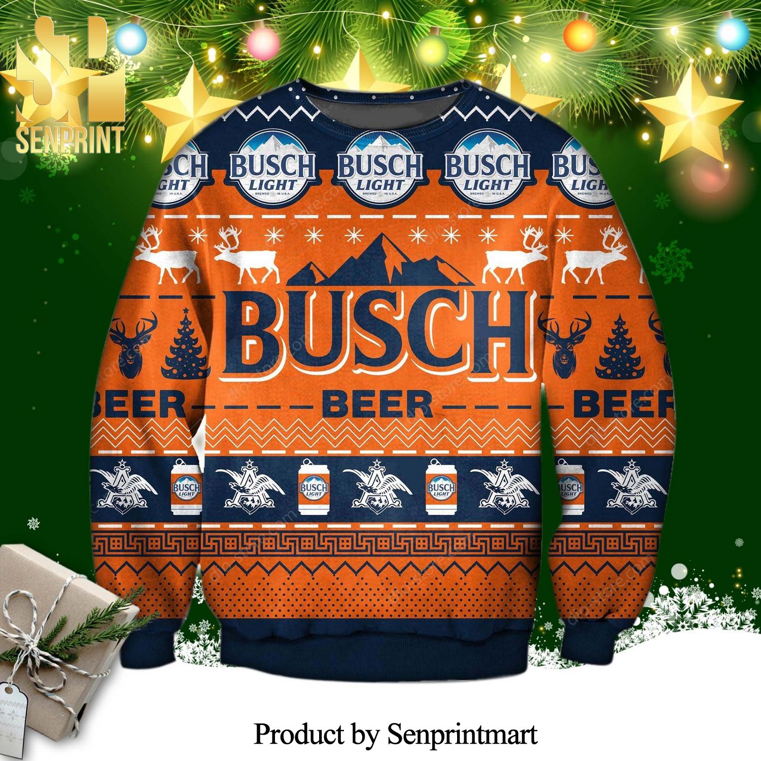 Busch Light Beer Logo Knitted Ugly Christmas Sweater