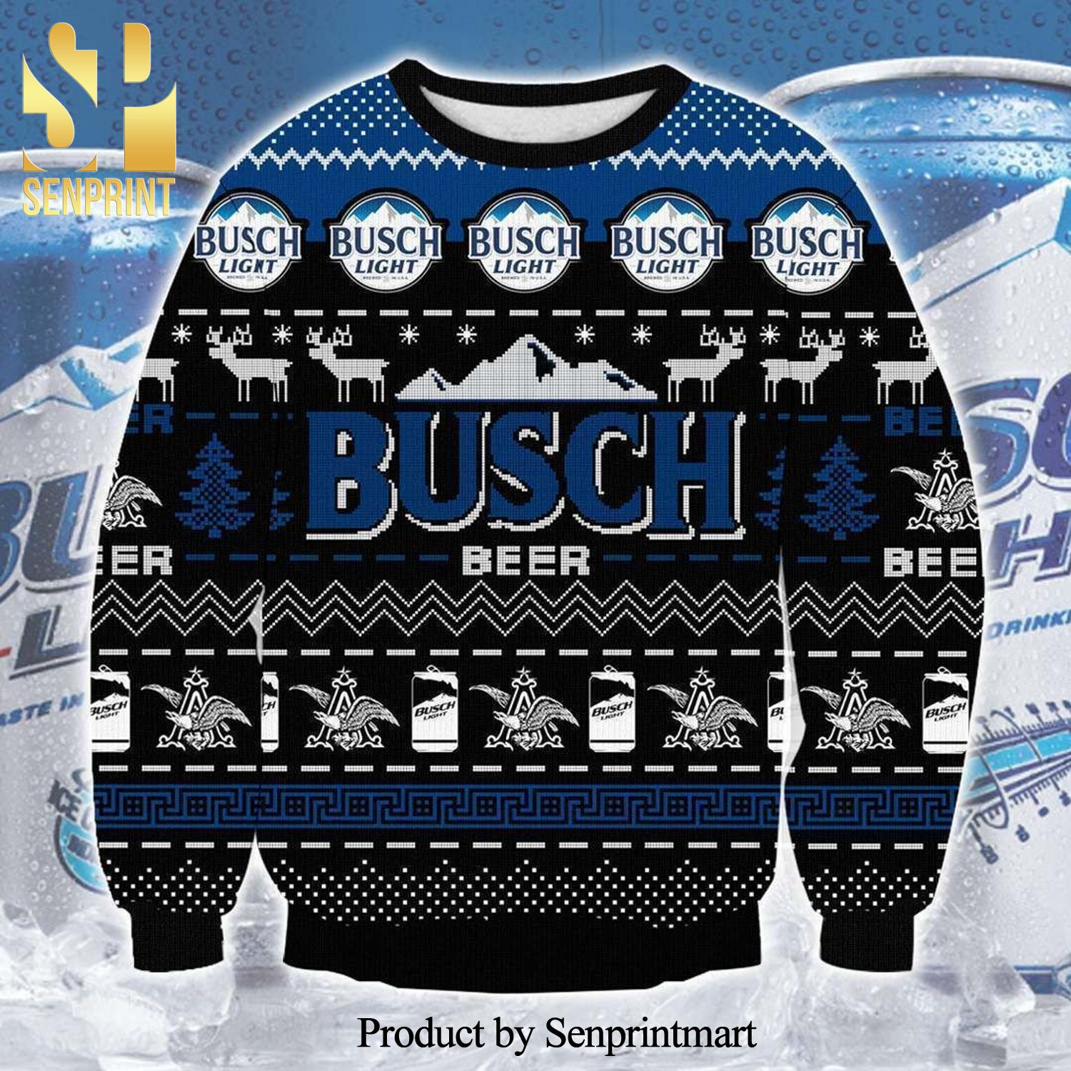 Busch Light Beer Logo Premium Knitted Ugly Christmas Sweater