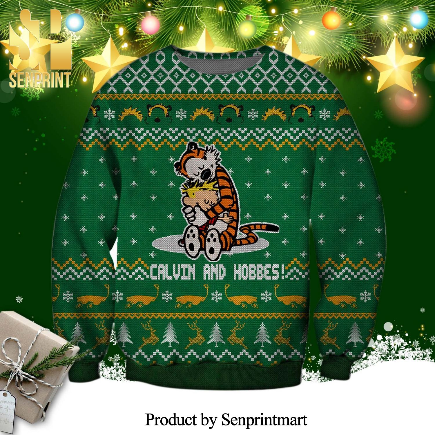 Calvin And Hobbes Daily Comic Strip Knitted Ugly Christmas Sweater