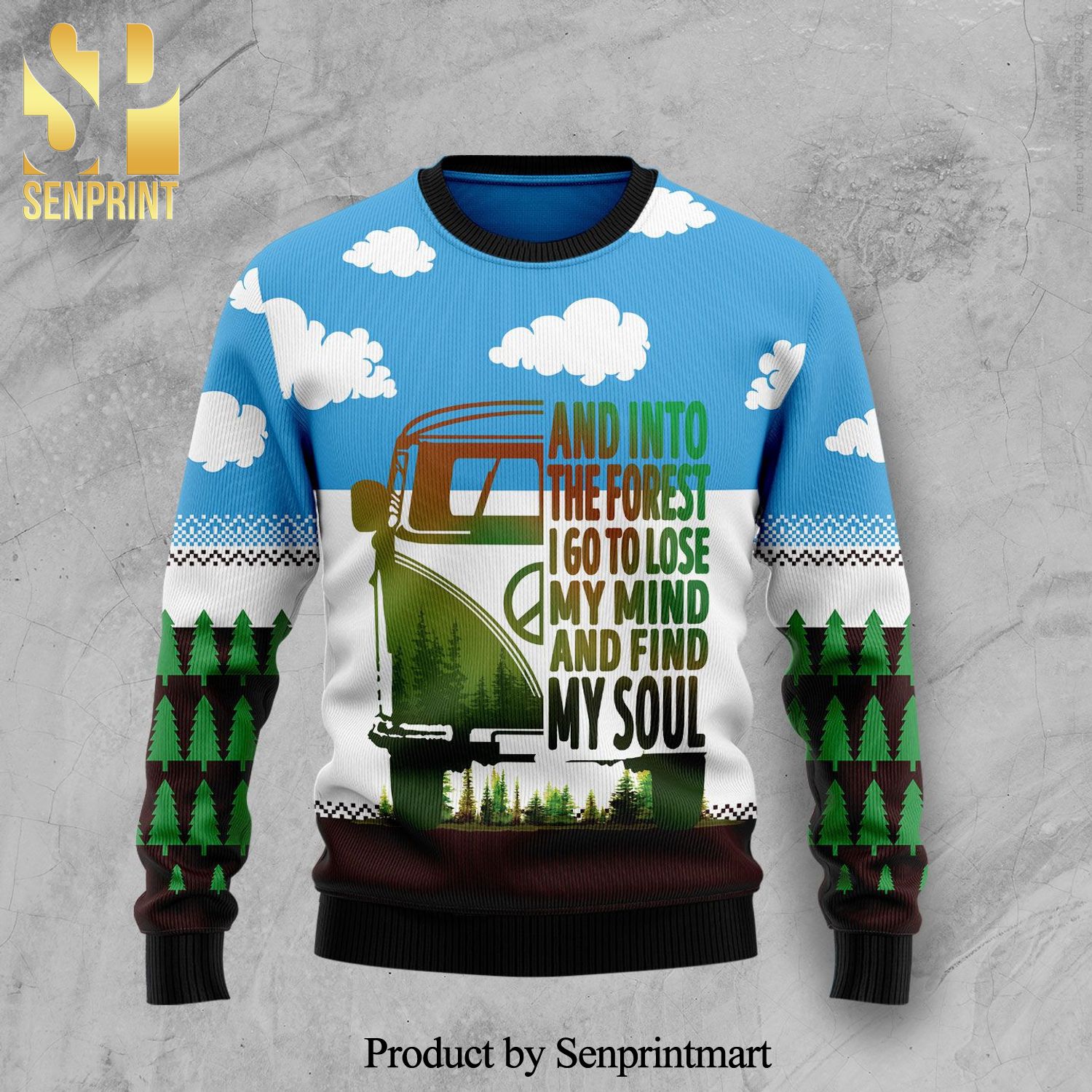 Camping Forest My Soul Knitted Ugly Christmas Sweater