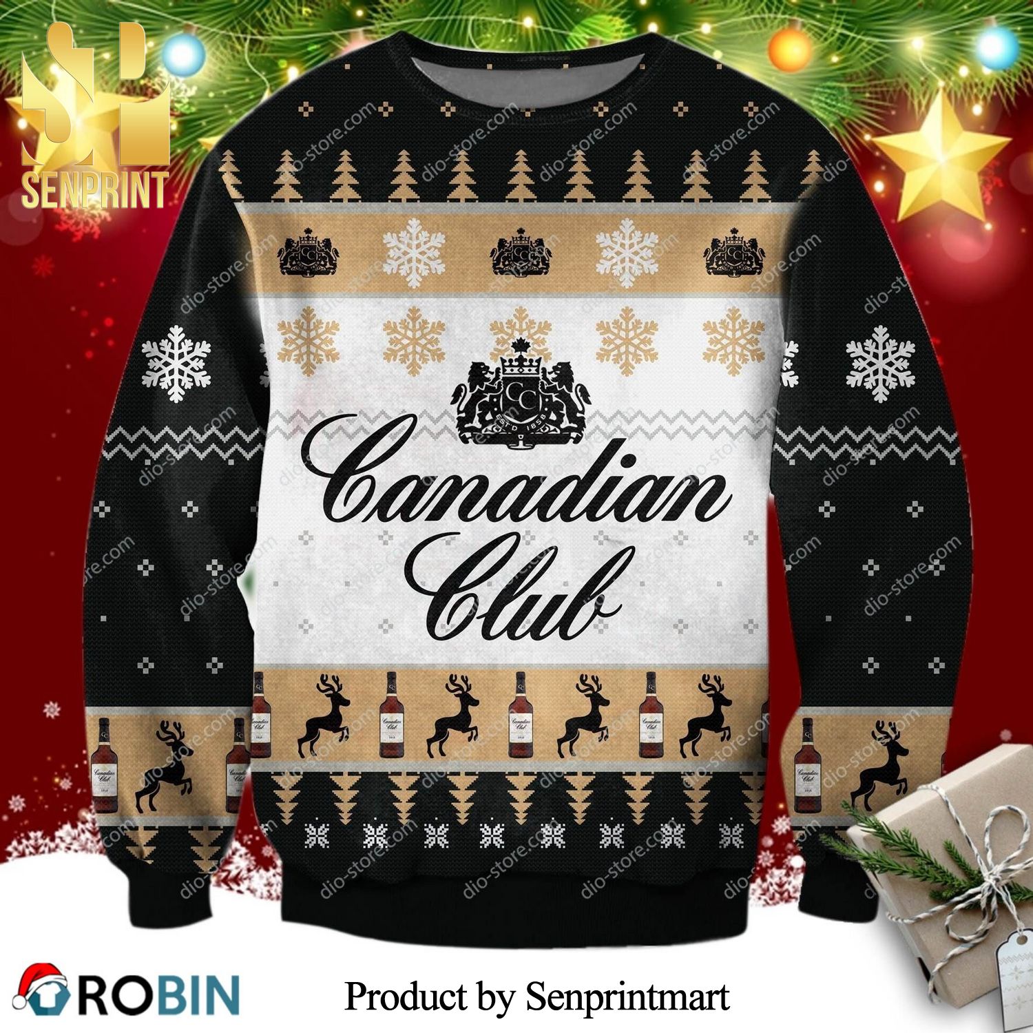 Canadian Club Knitted Ugly Christmas Sweater