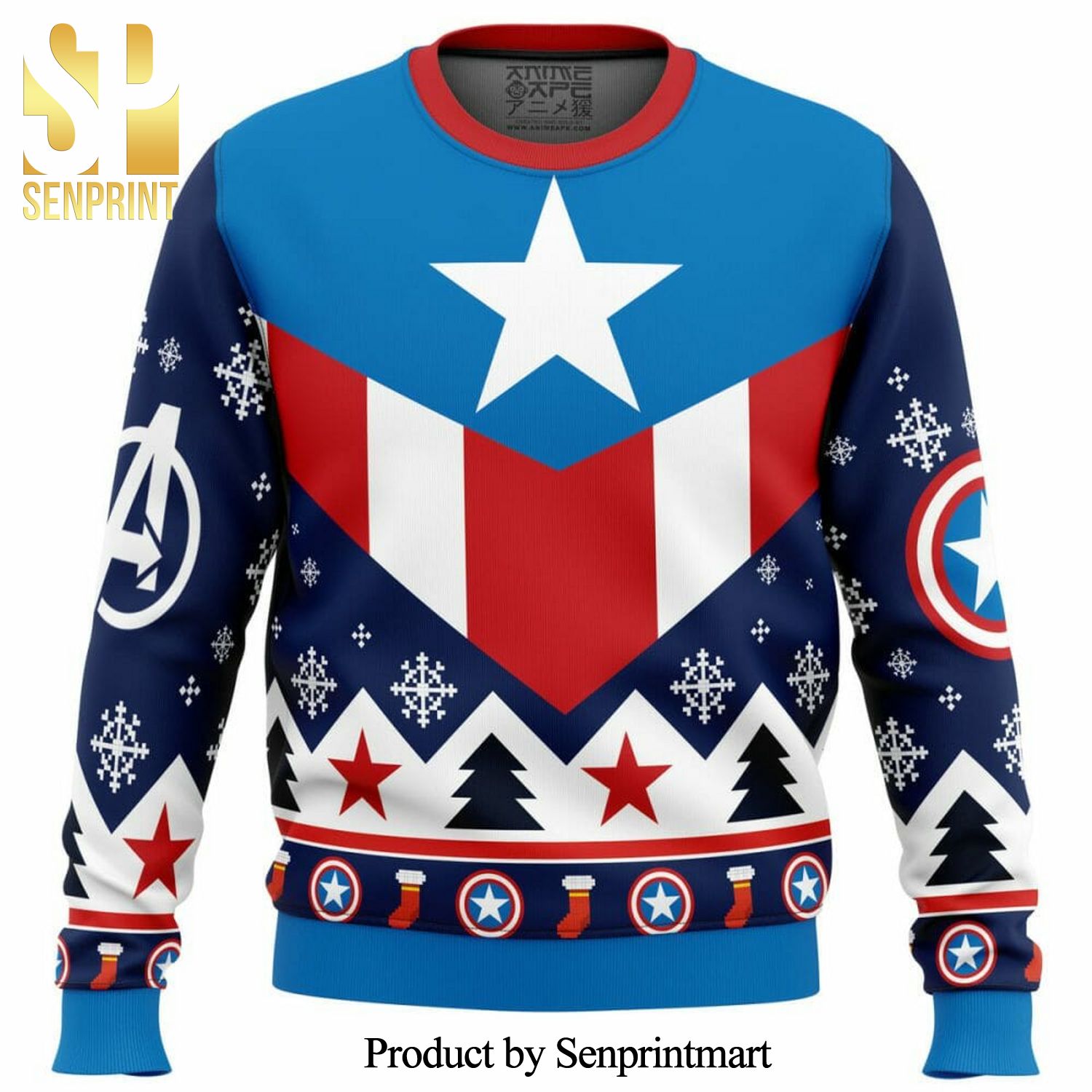 Captain America Costume Marvel Knitted Ugly Christmas Sweater