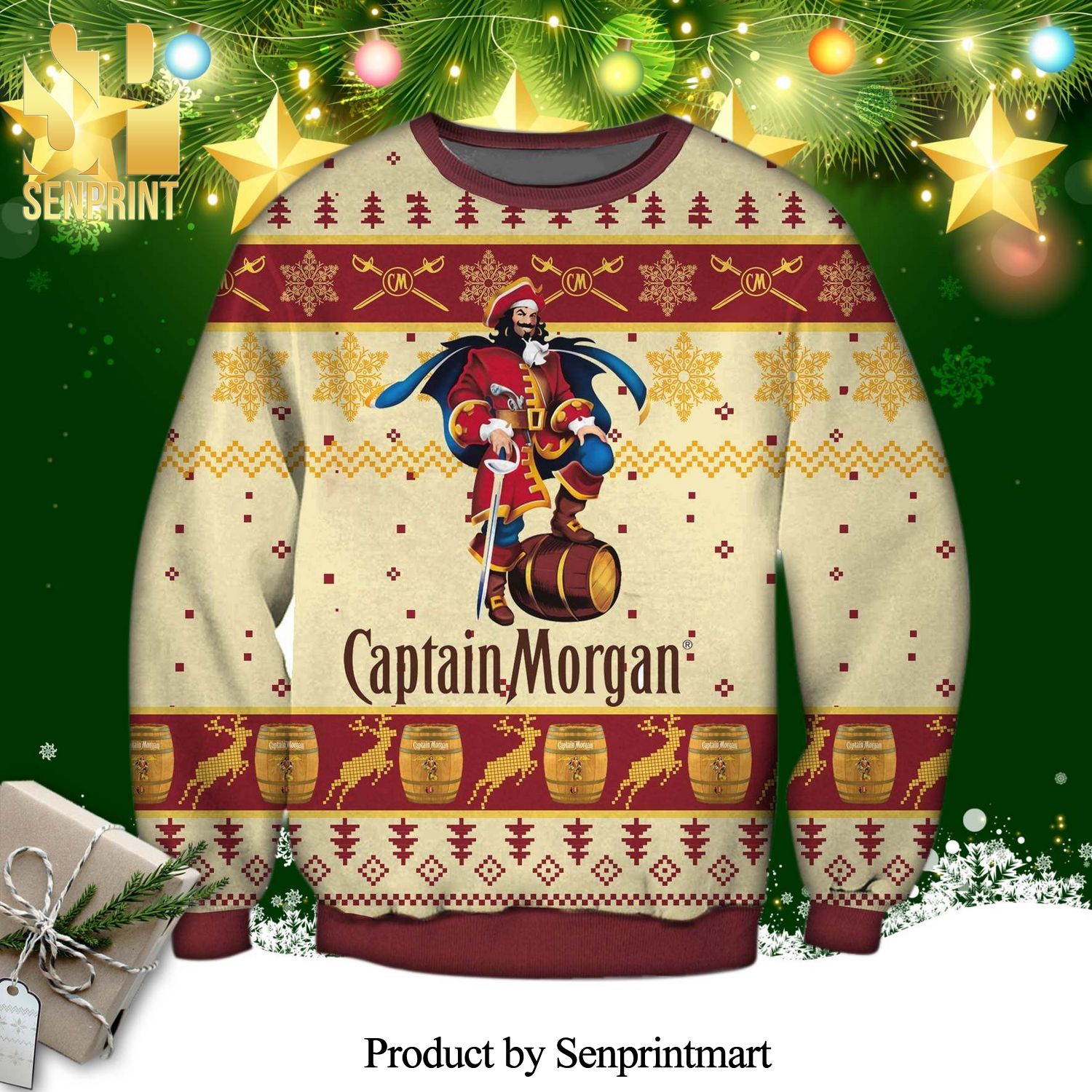 Captain Morgan Alcohol Knitted Ugly Christmas Sweater