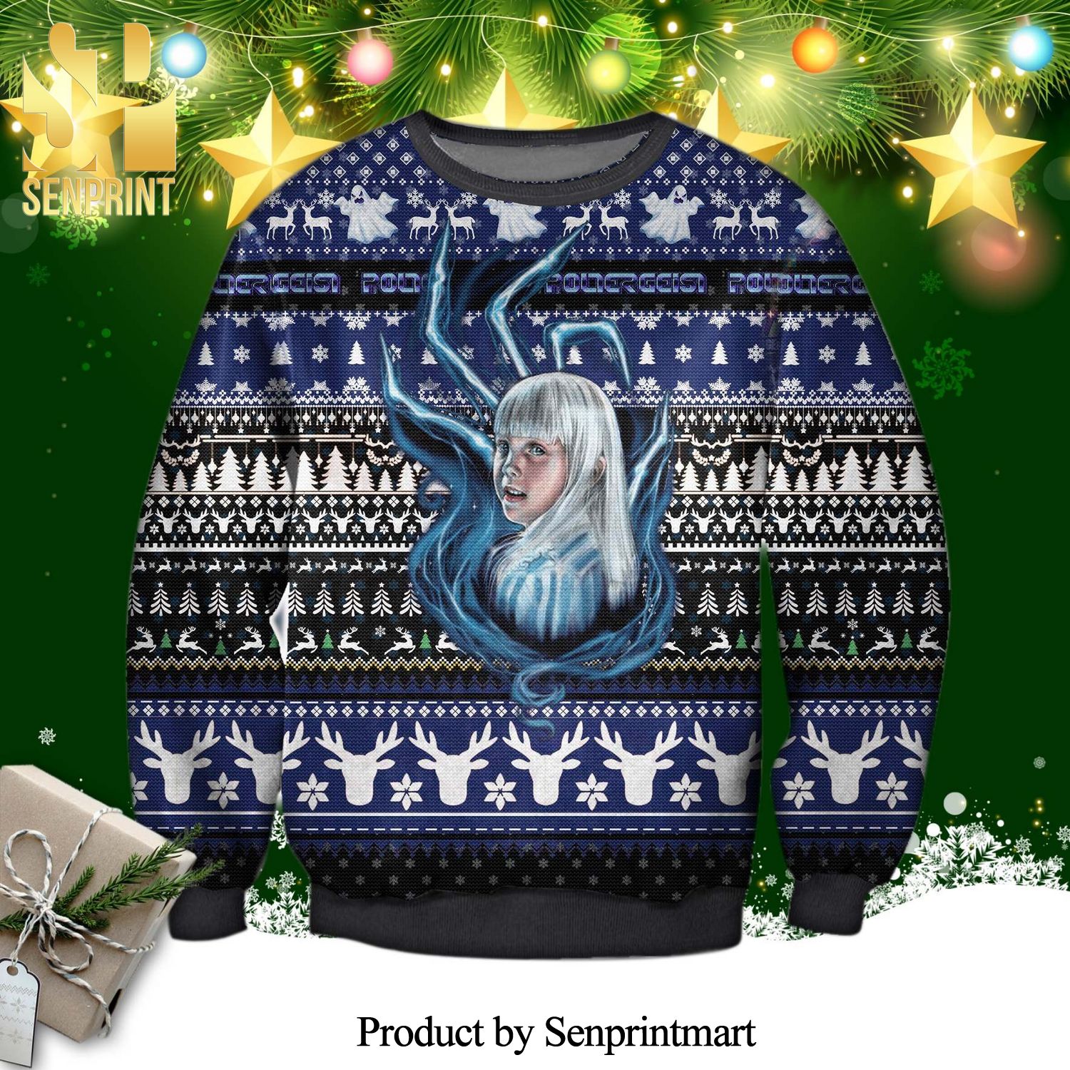 Carol Anne Freeling Poltergeist Poster Knitted Ugly Christmas Sweater