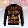 Cat And Books Knitted Ugly Christmas Sweater