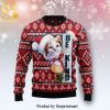 Cat And Bookshelf Knitted Ugly Christmas Sweater