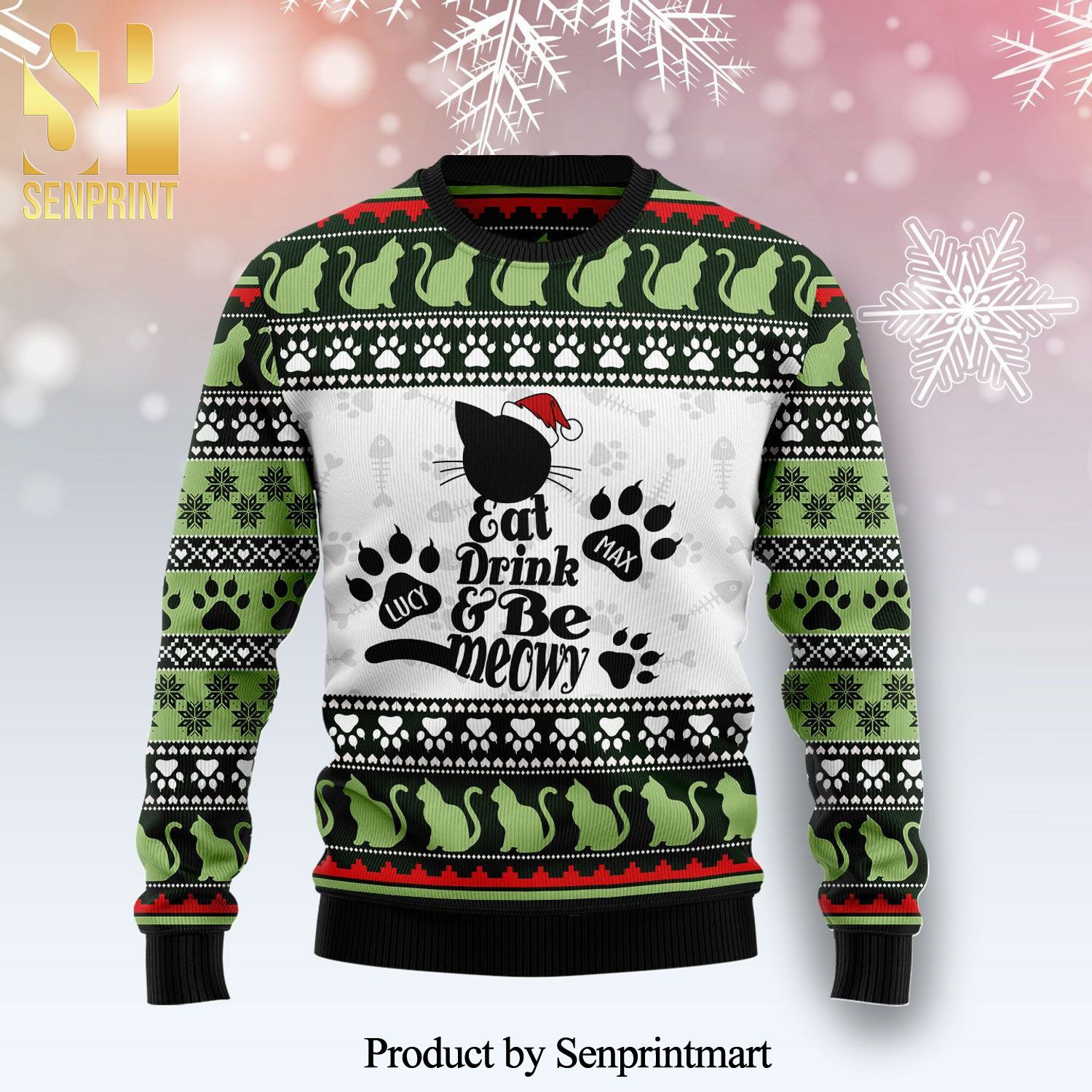 Cat Be Meowy Knitted Ugly Christmas Sweater