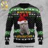 Cat Cocaine Everywhere Knitted Ugly Christmas Sweater