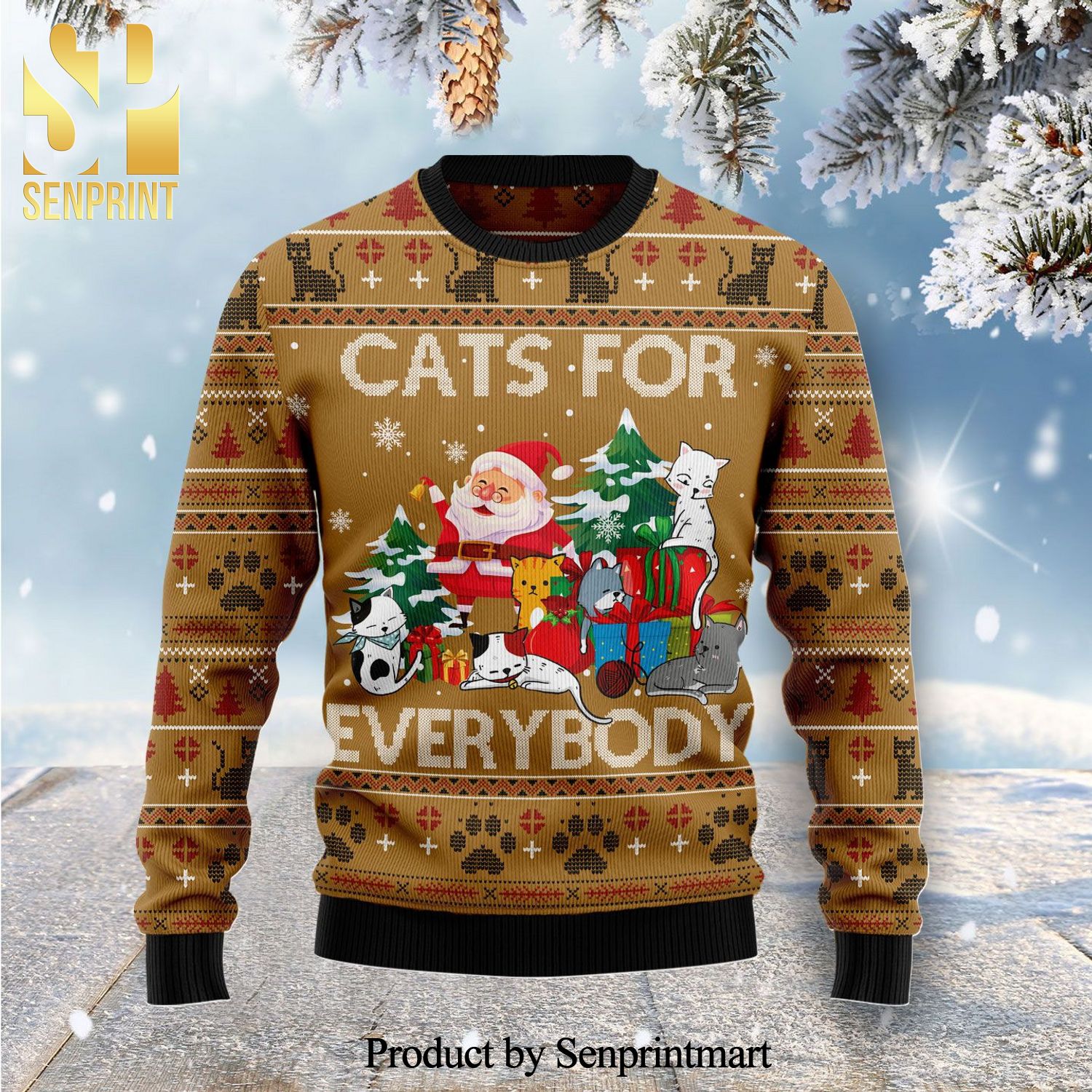 Cats For Everybody Knitted Ugly Christmas Sweater