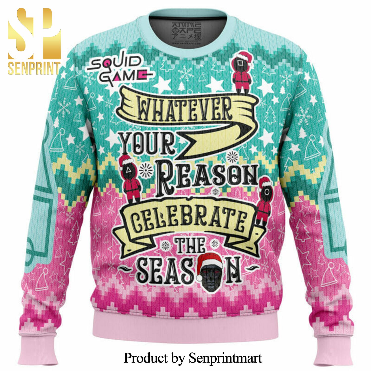Celebrate The Season Squid Game Knitted Ugly Christmas Sweater