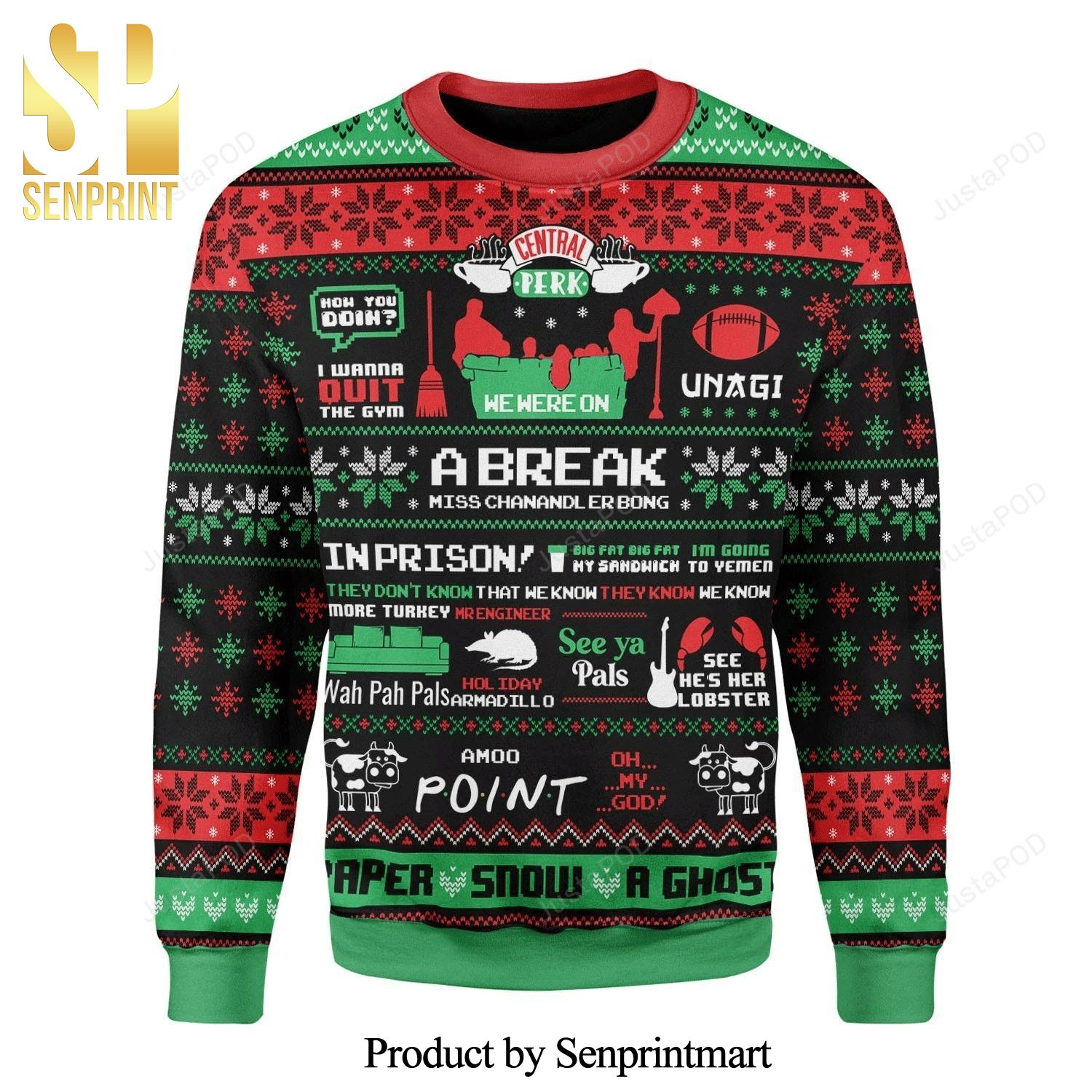 Central Perk Logo Knitted Ugly Christmas Sweater