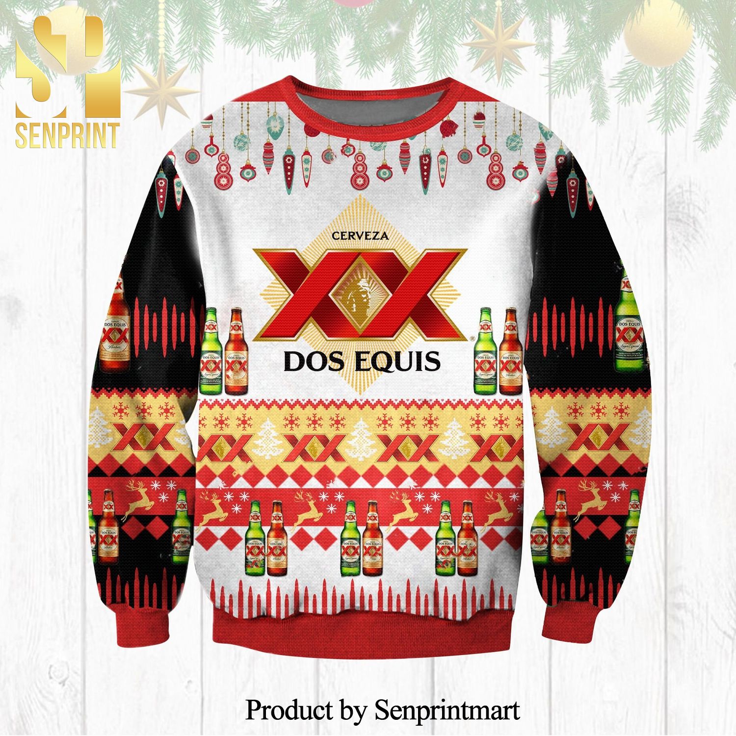 Cerveza Dos Equis Beer Knitted Ugly Christmas Sweater