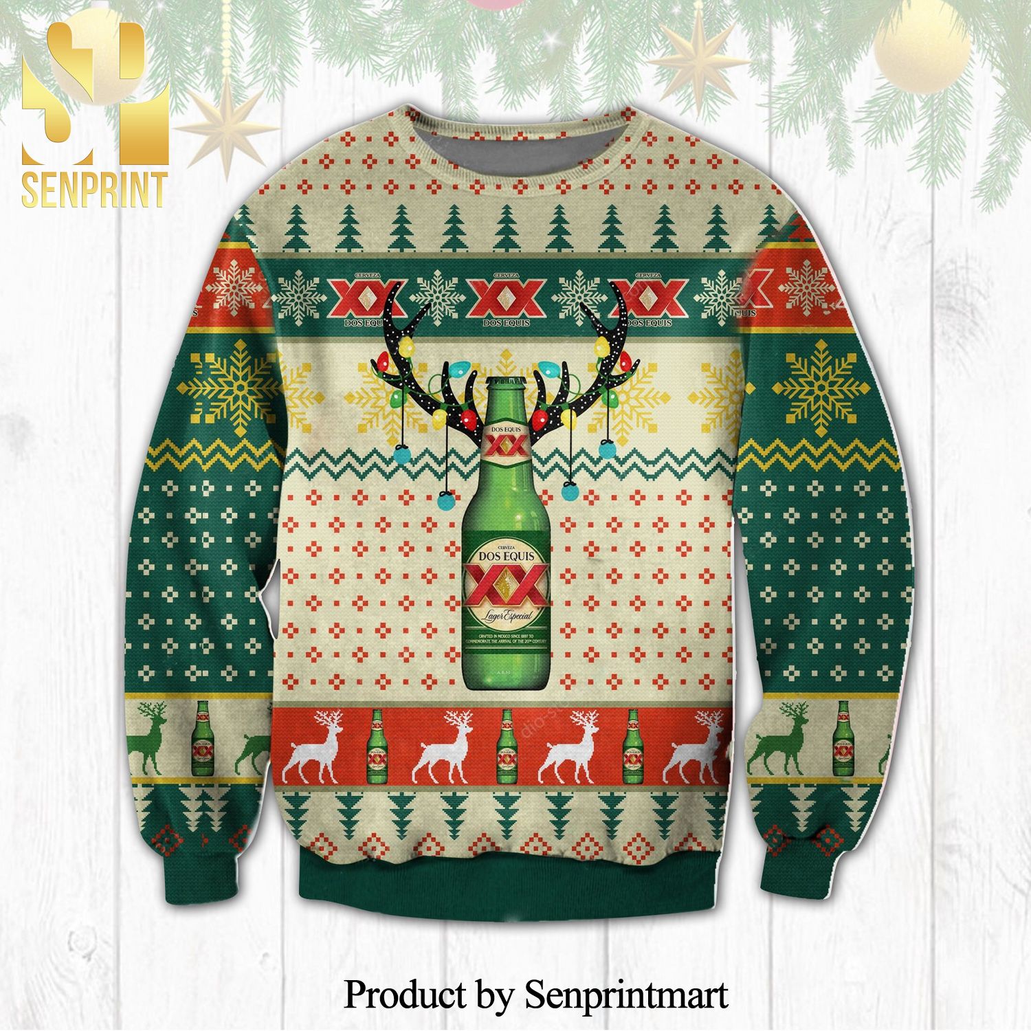Cerveza Dos Equis Knitted Ugly Christmas Sweater