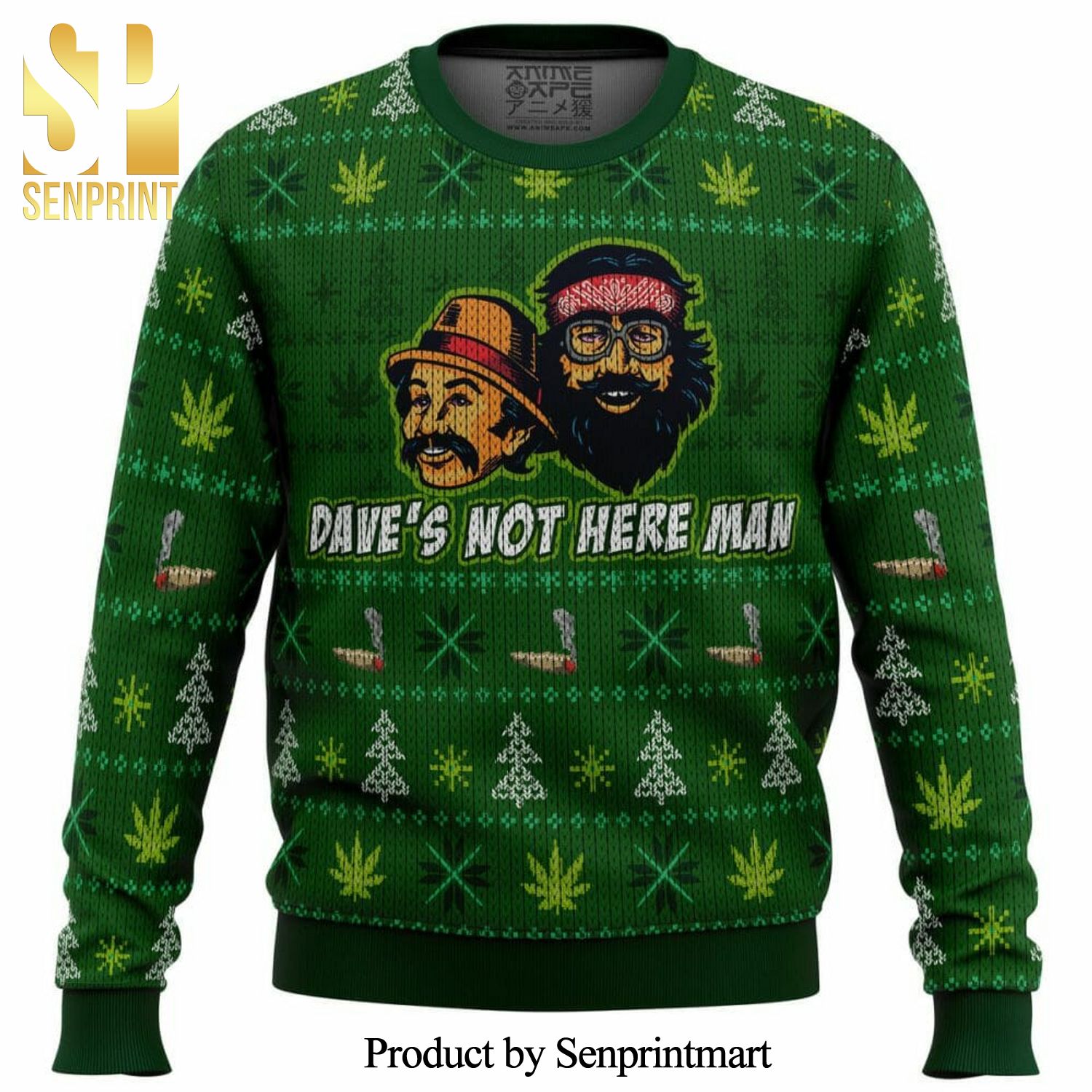 Cheech And Chong Comedy Duo Knitted Ugly Christmas Sweater