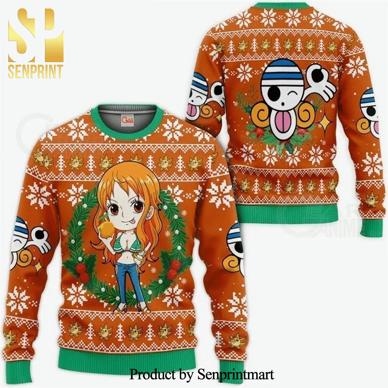 Chibi Nami One Piece Manga Anime Knitted Ugly Christmas Sweater
