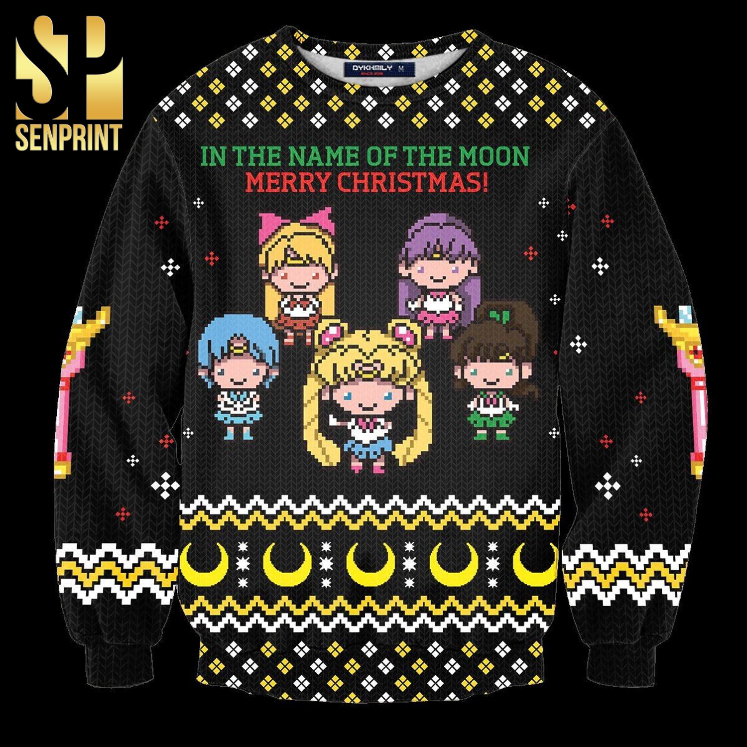 Chibi Sailor Moon In The Name of The Moon Manga Anime Knitted Ugly Christmas Sweater