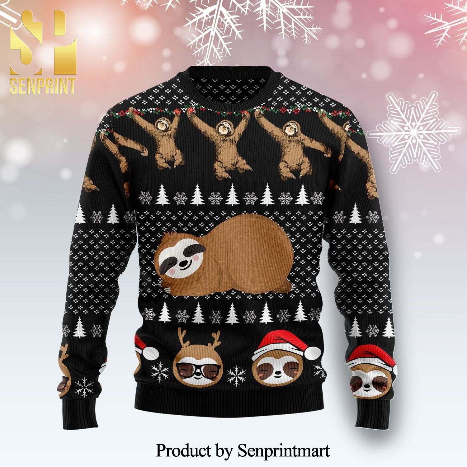 Chilling Sloth Knitted Ugly Christmas Sweater