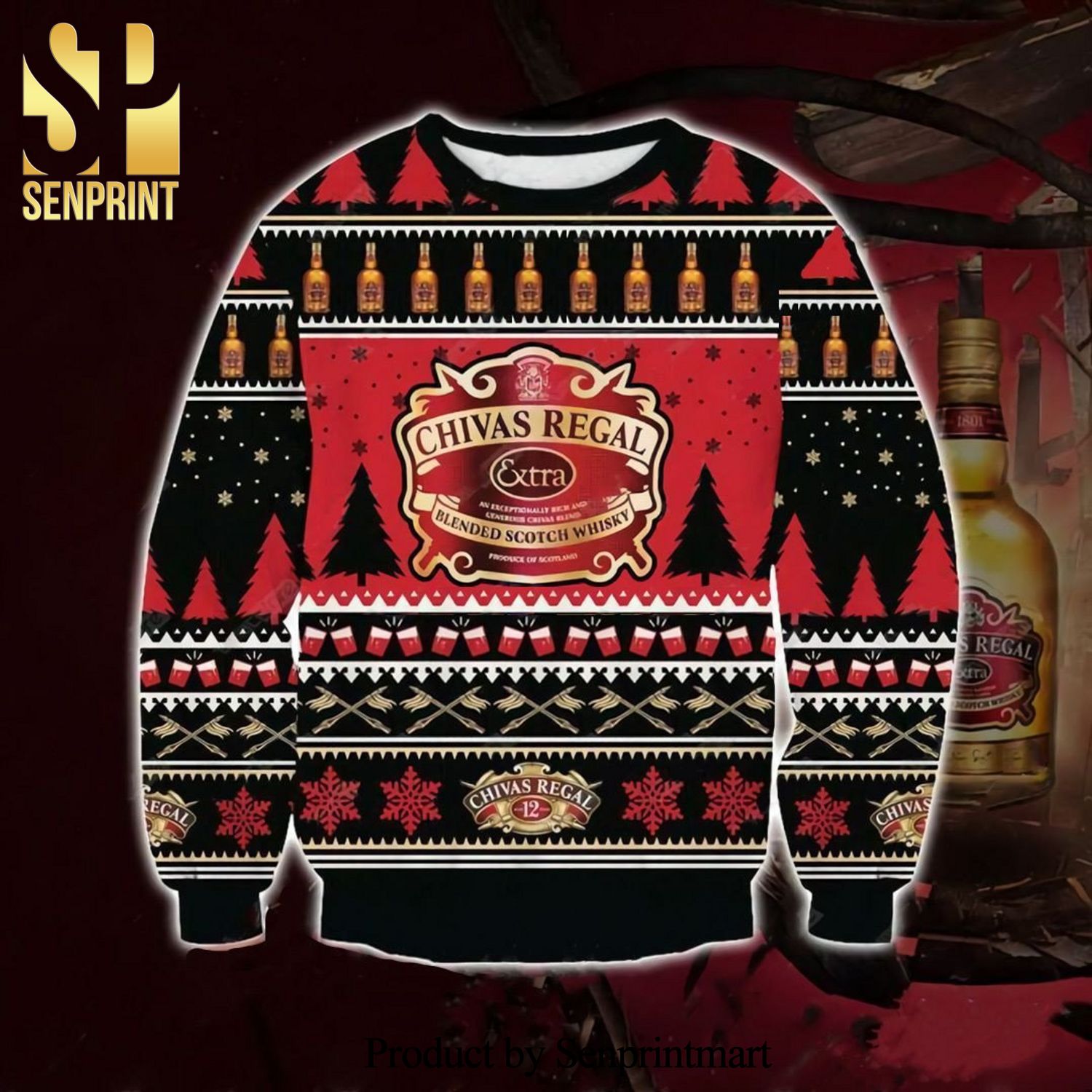 Chivas Regal Blended Scotch WhiskyKnitted Ugly Christmas Sweater