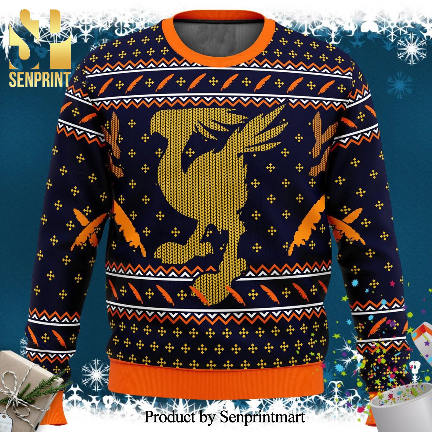 Chocobo Final Fantasy Knitted Ugly Christmas Sweater