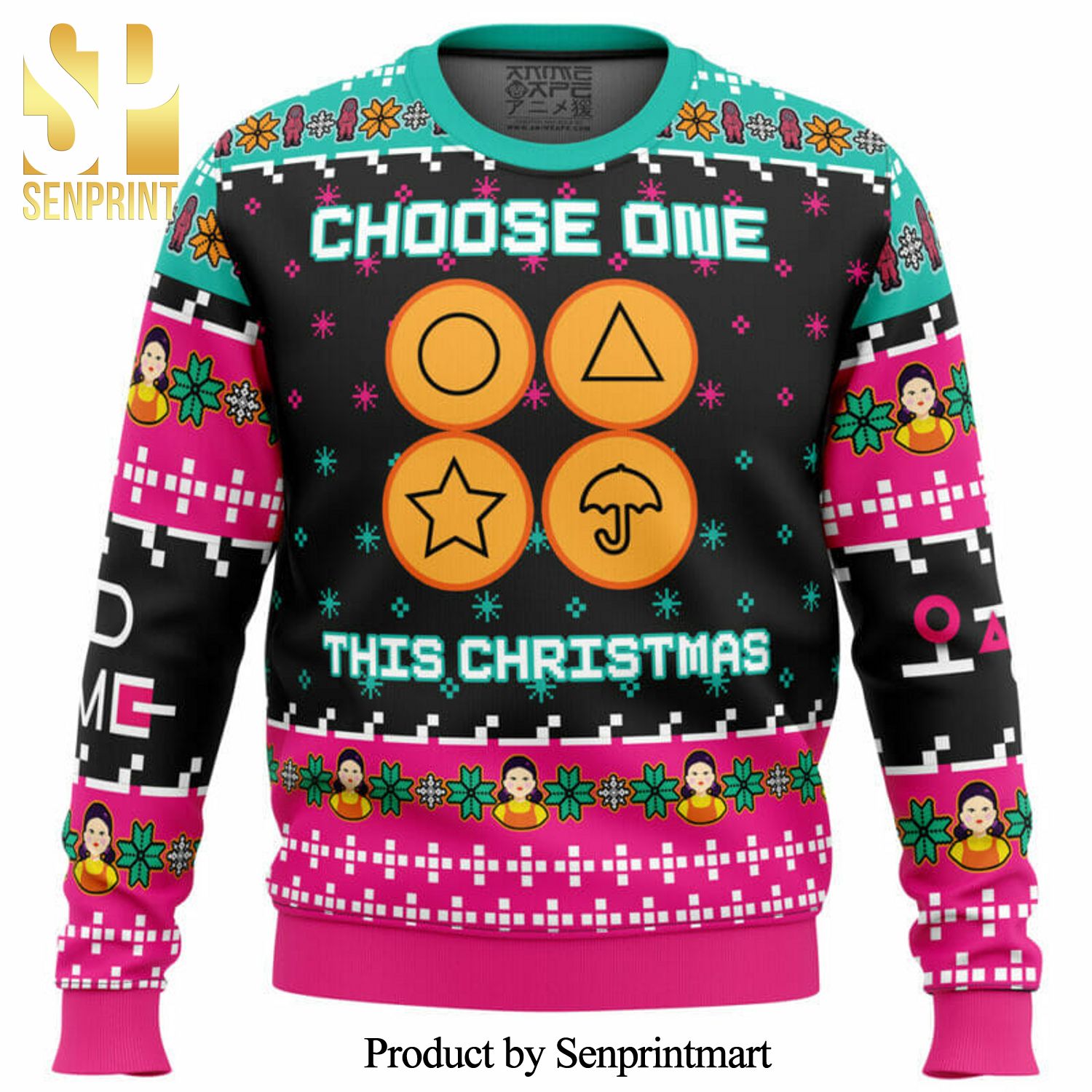 Choose One This Christmas Squid Game Knitted Ugly Christmas Sweater