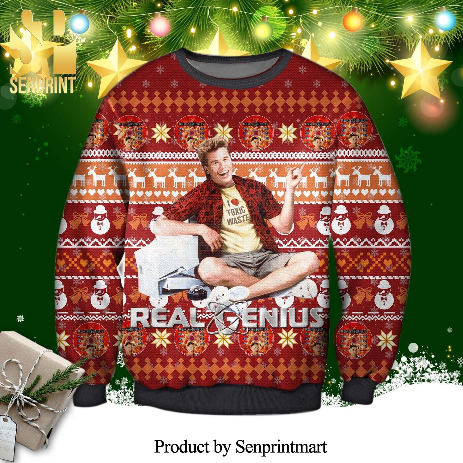 Chris Knight Real Genius Comedy Knitted Ugly Christmas Sweater