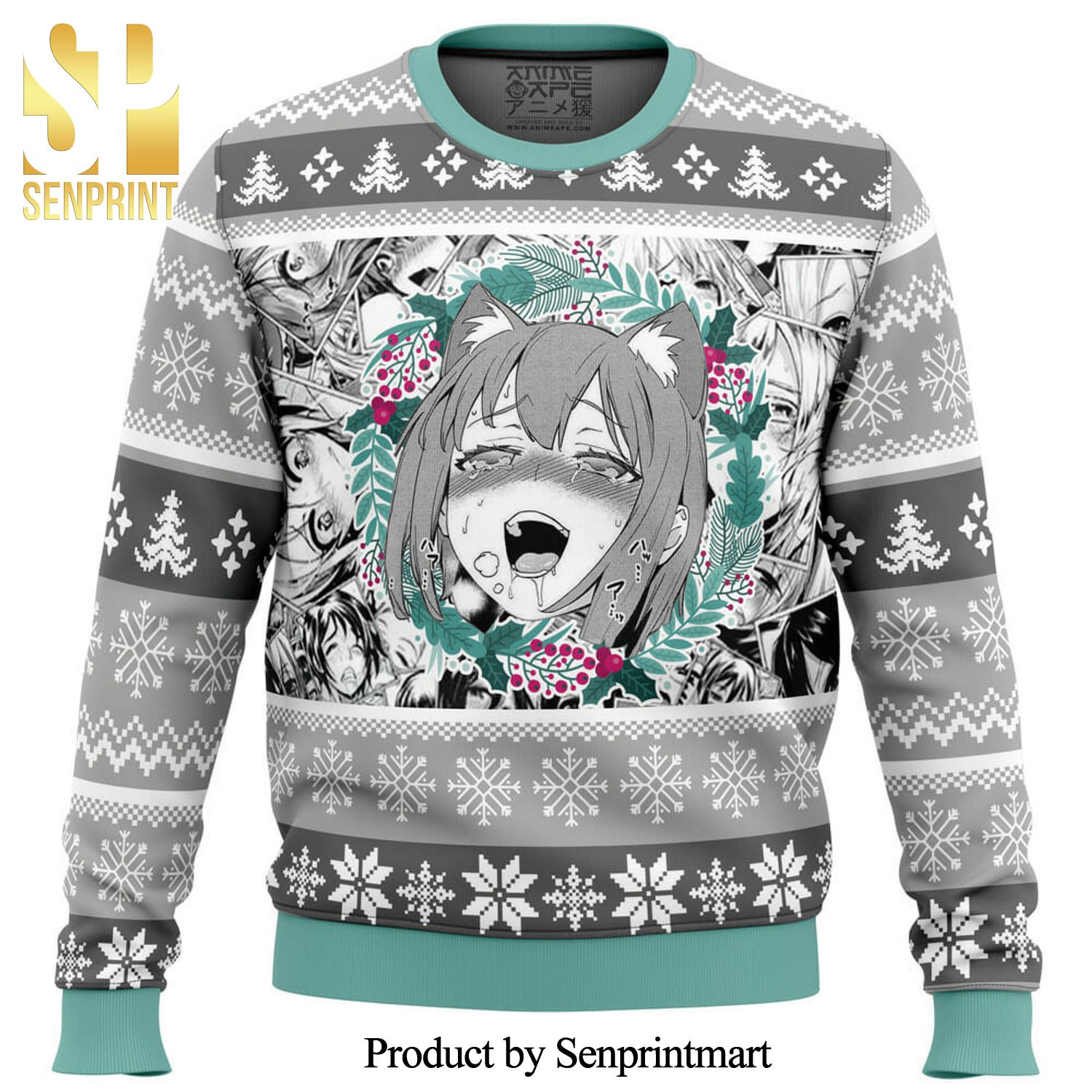 Christmas Ahegao Manga Anime Knitted Ugly Christmas Sweater