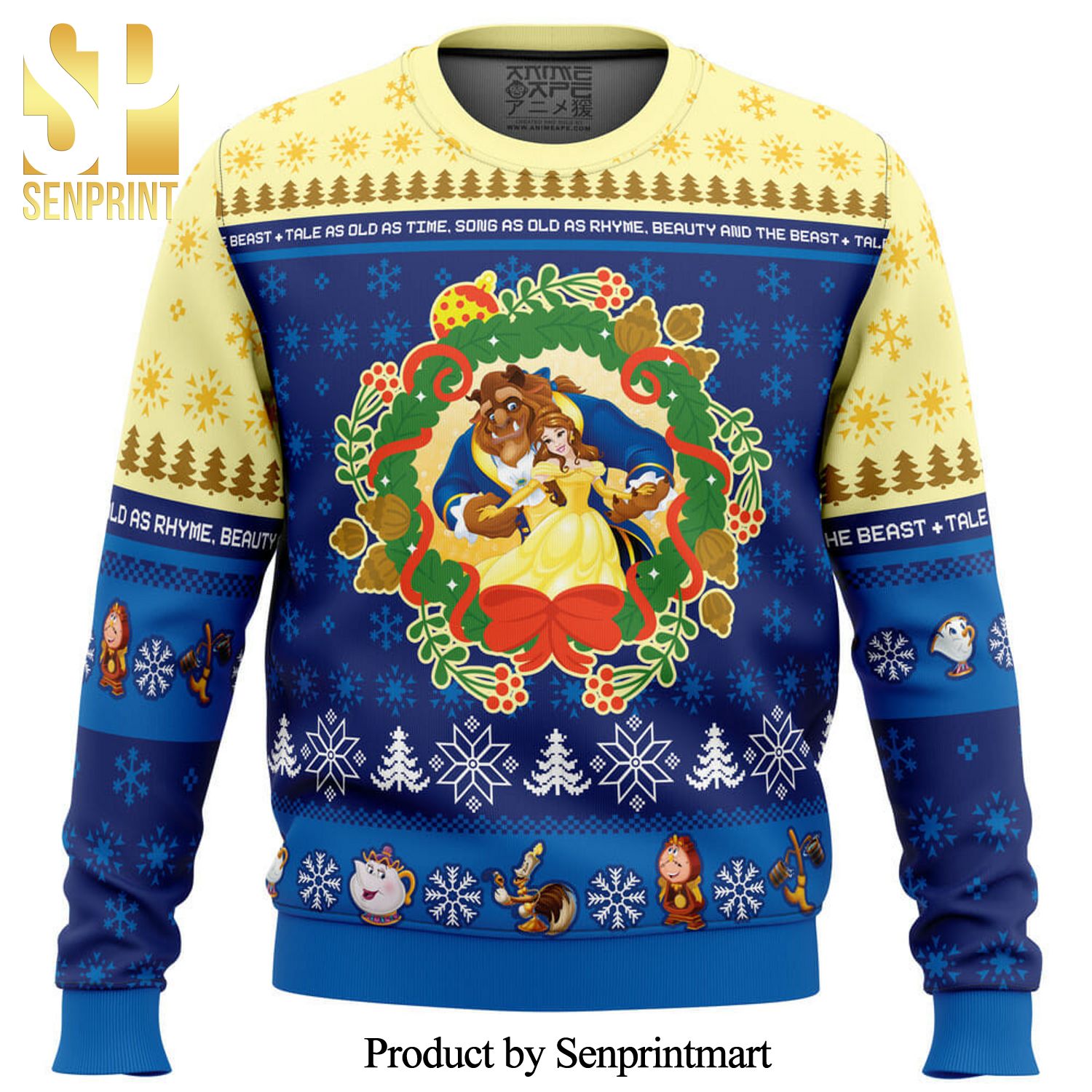 Christmas Beauty And The Beast Disney Knitted Ugly Christmas Sweater