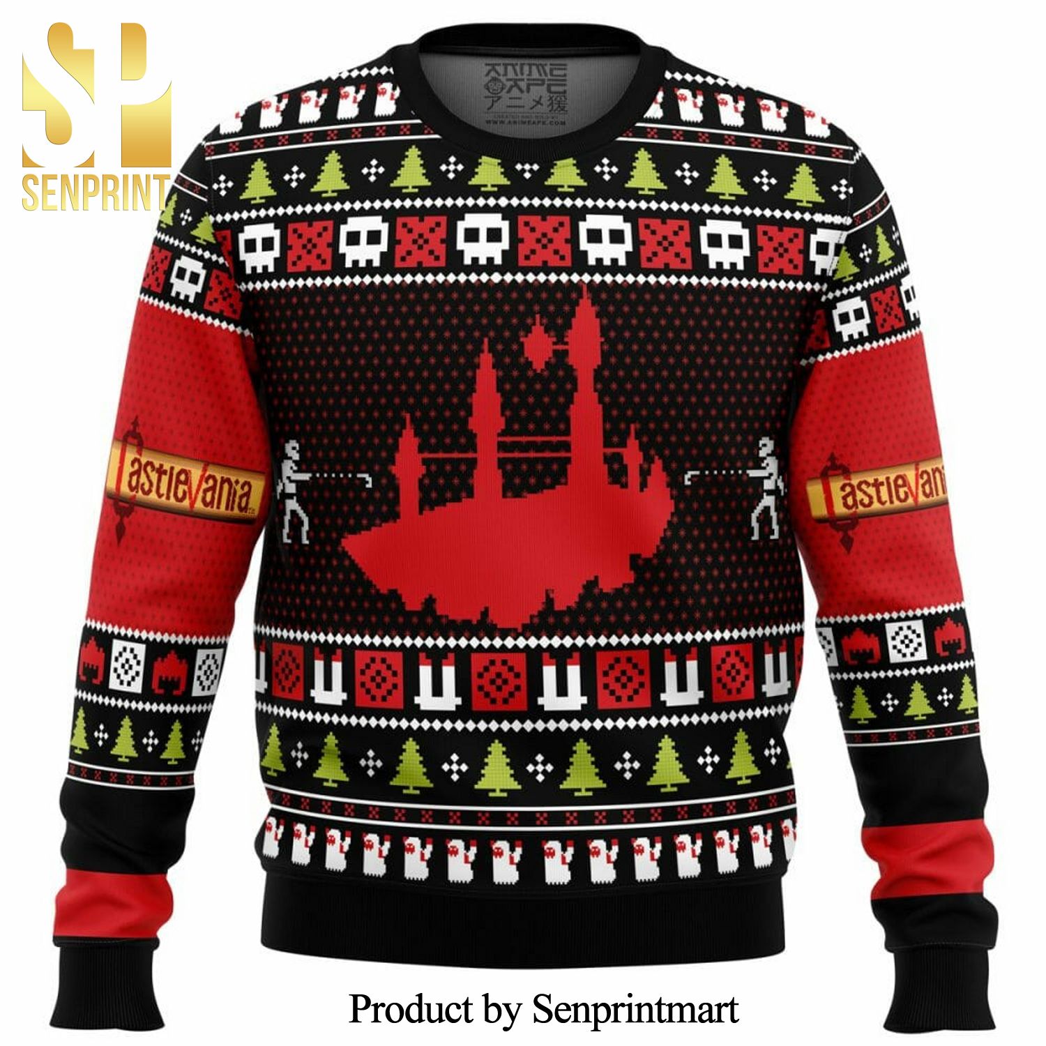 Christmas Castlevania Game Screen Knitted Ugly Christmas Sweater