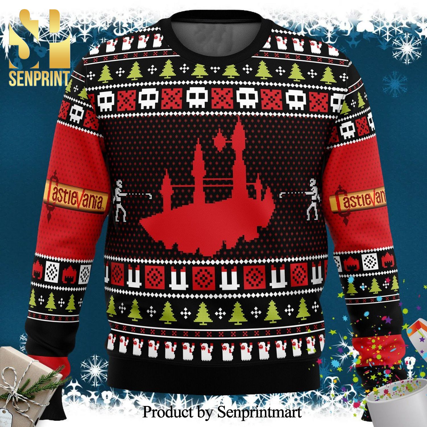 Christmas Castlevania Horror Knitted Ugly Christmas Sweater