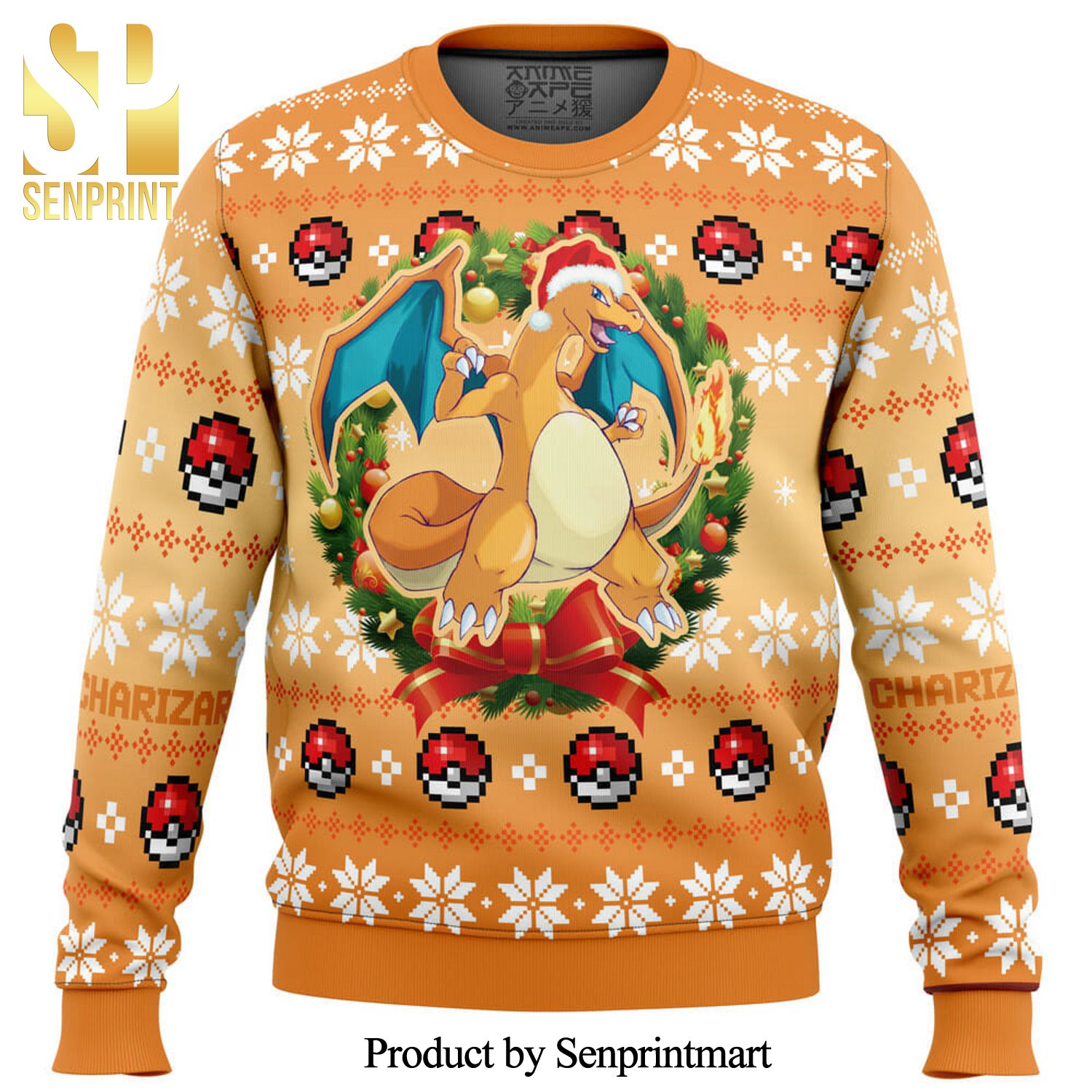 Christmas Charizard Pokemon Manga Anime Knitted Ugly Christmas Sweater