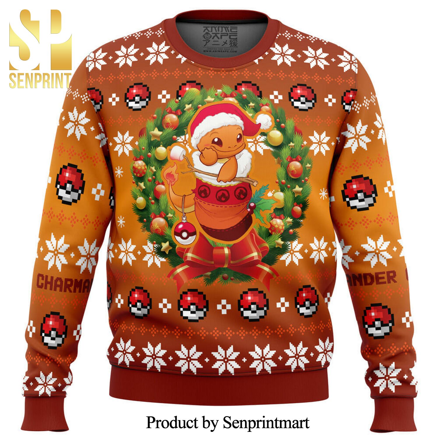Christmas Charmander Pokemon Manga Anime Knitted Ugly Christmas Sweater