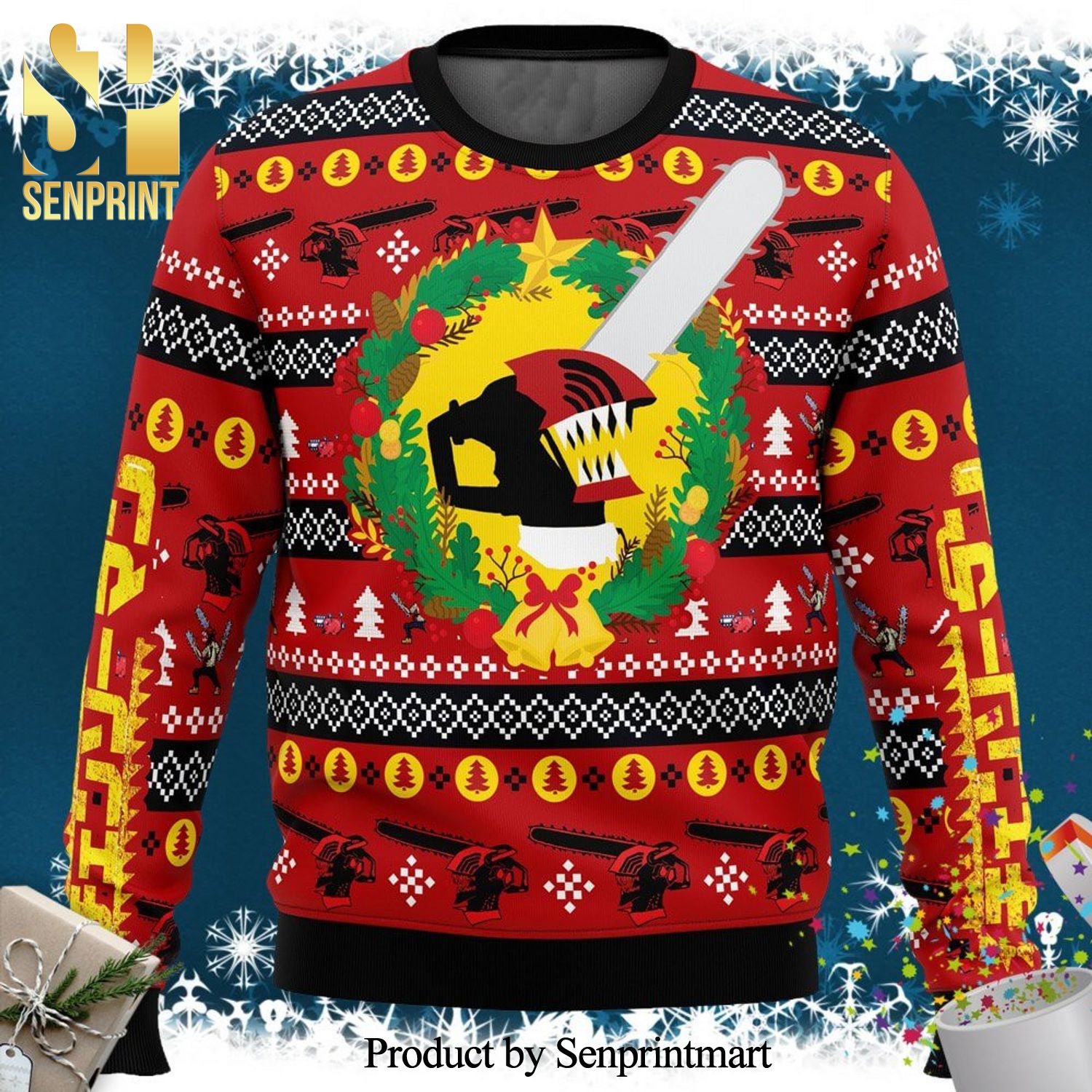 Christmas Dream Chainsaw Knitted Ugly Christmas Sweater