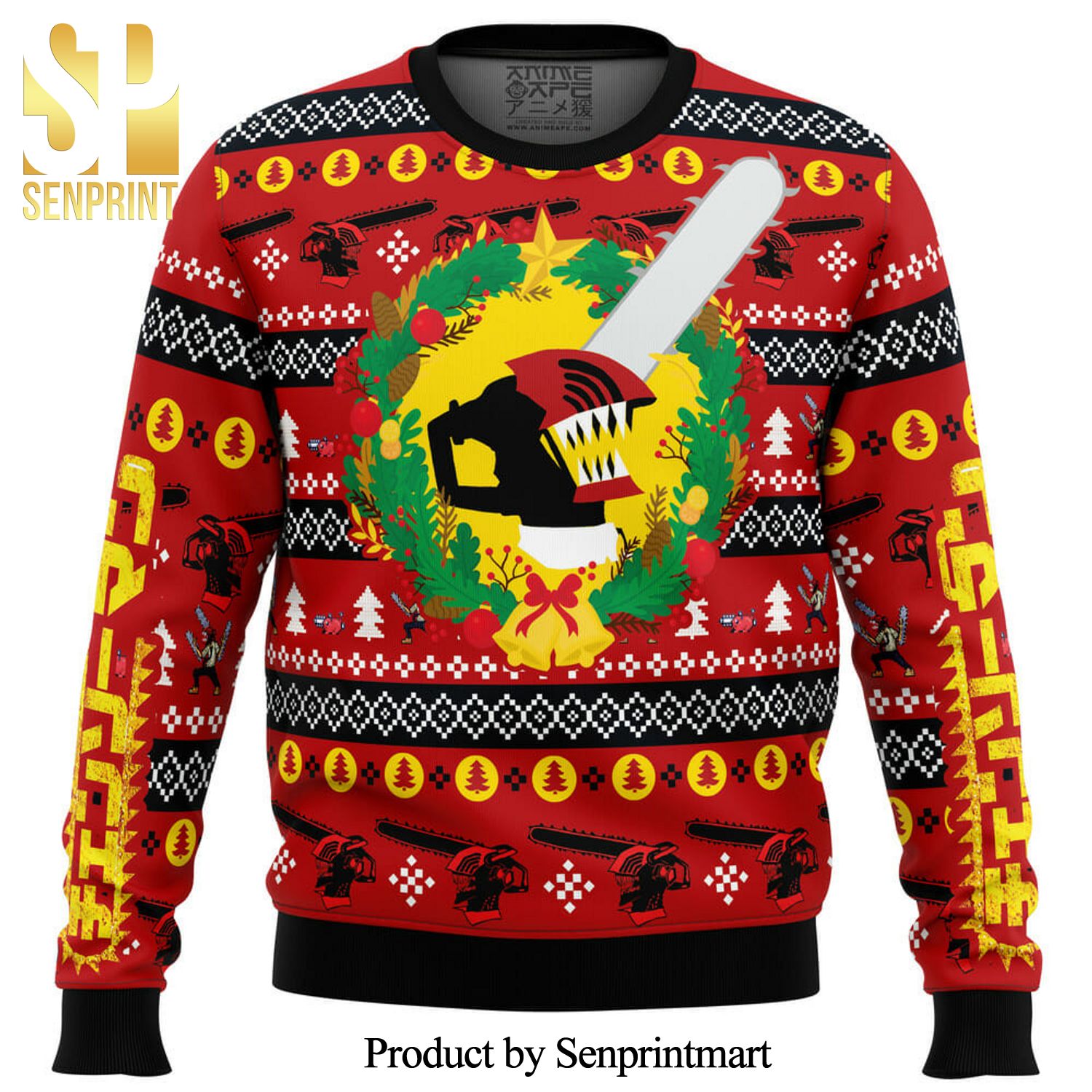 Christmas Dream Chainsaw Man Manga Anime Knitted Ugly Christmas Sweater